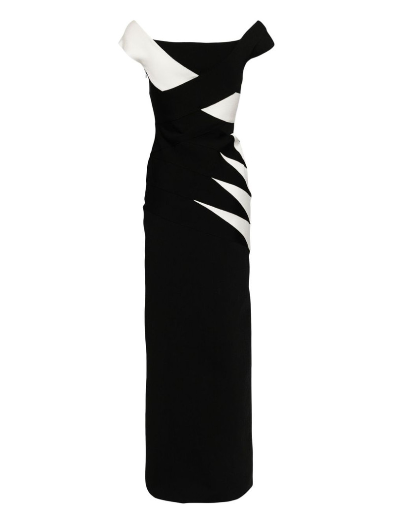 ZUHAIR MURAD off-shoulder panelled gown outlook