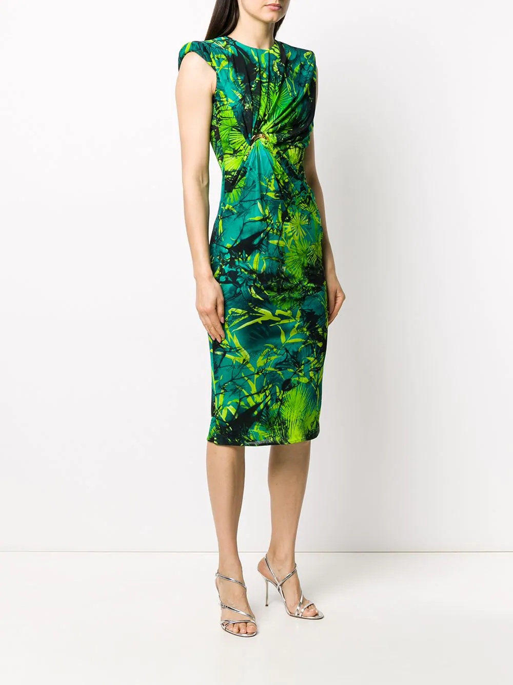 Jungle print ruched sleeveless dress - 3