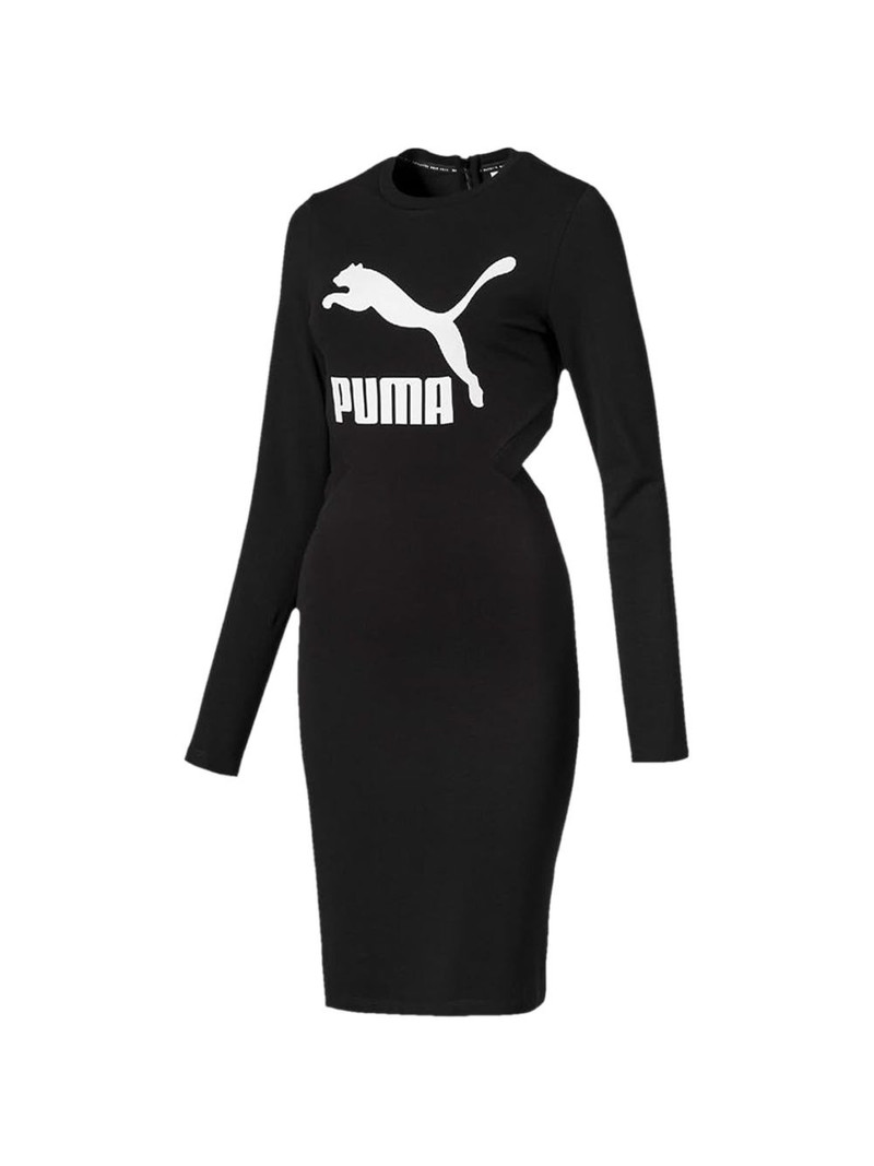 logo-print long-sleeve midi dress 1