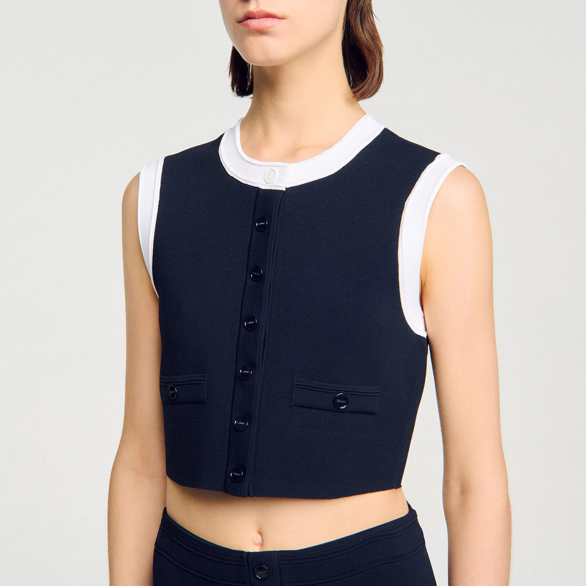 TWO-TONE CROPPED CARDIGAN - 3