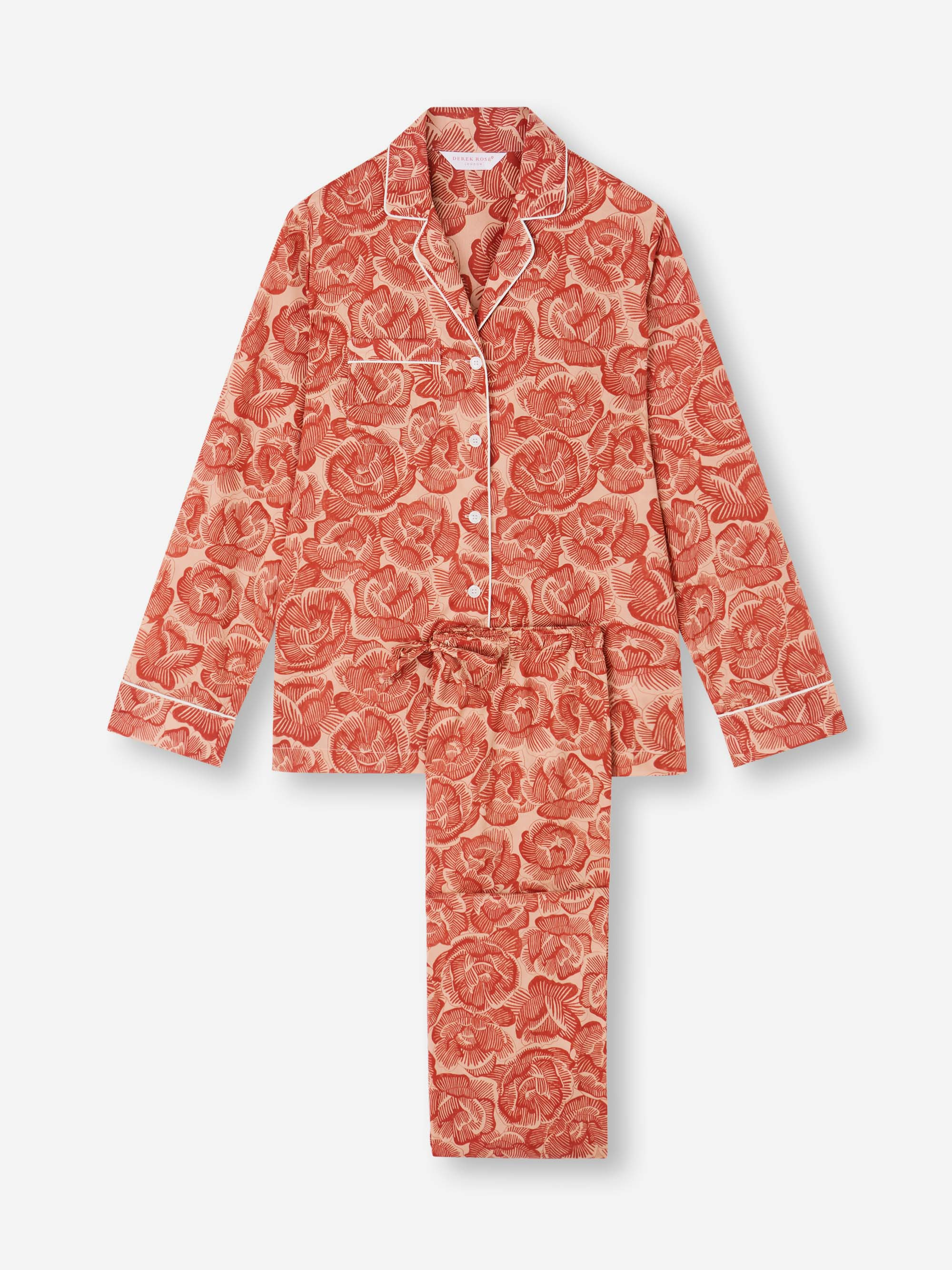 Women's Pajamas Cotton Batiste Rustic Red Rose Print - 2