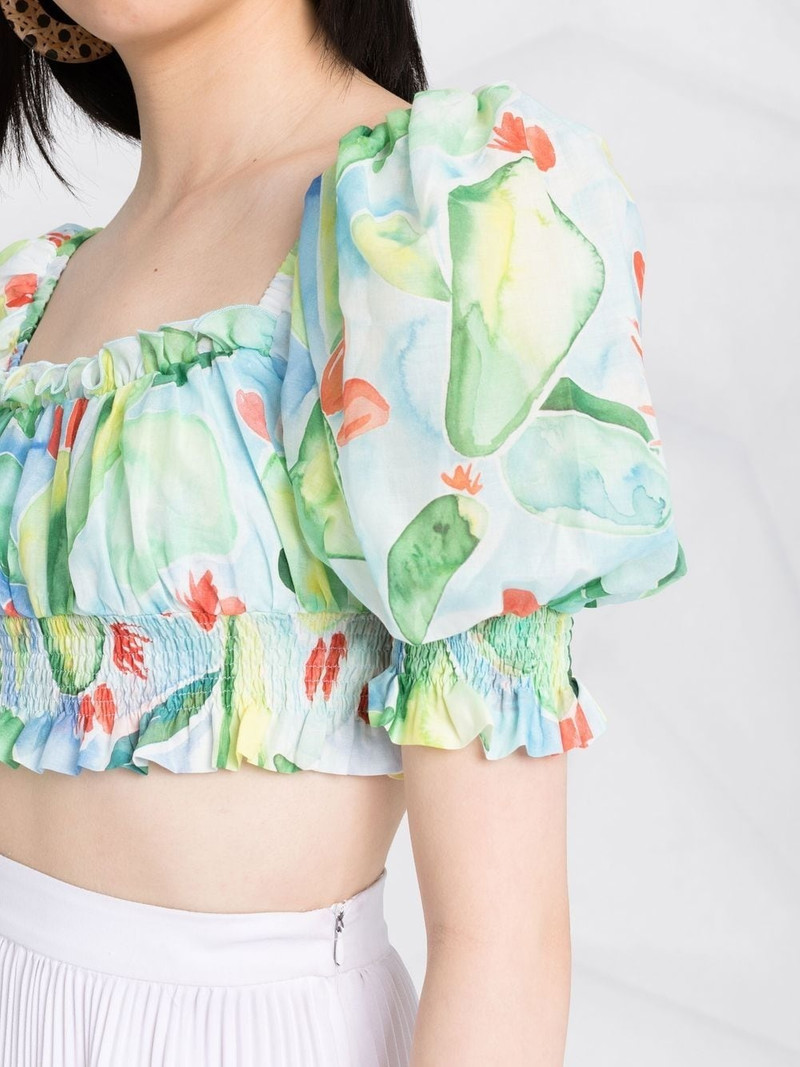 graphic-print ruffled crop top 3
