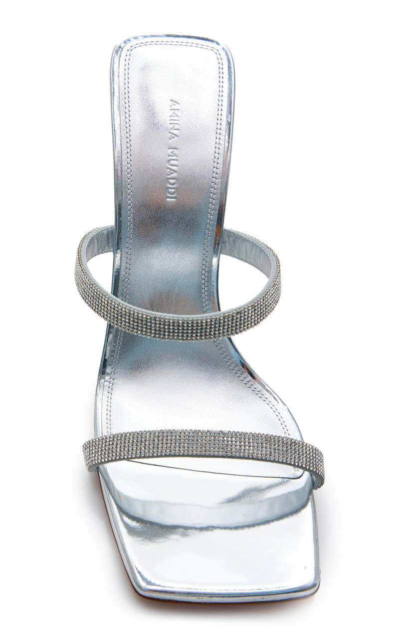 Amina Muaddi Rih Crystal-Mesh Sandals silver outlook