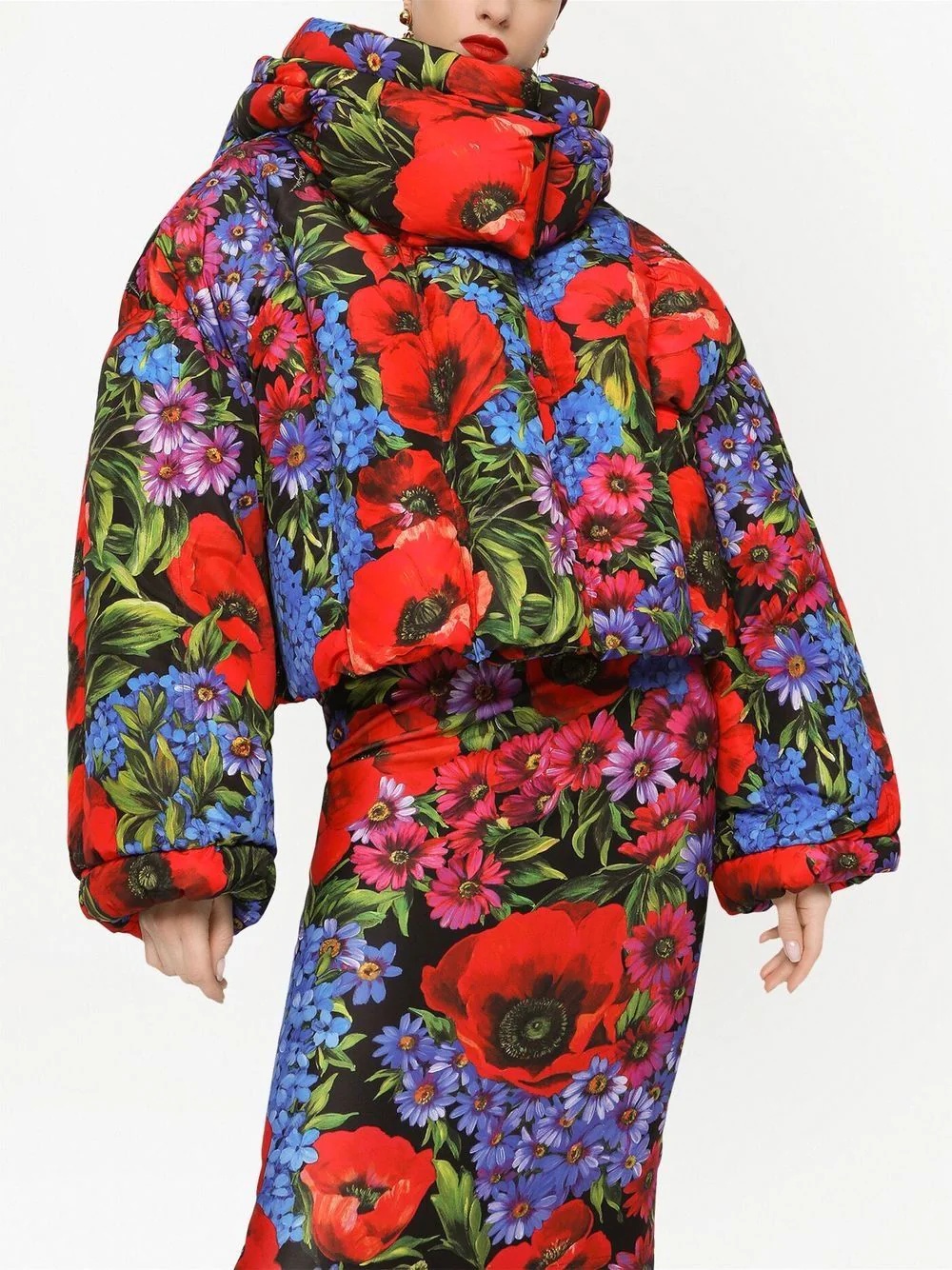 short floral-print down jacket - 5