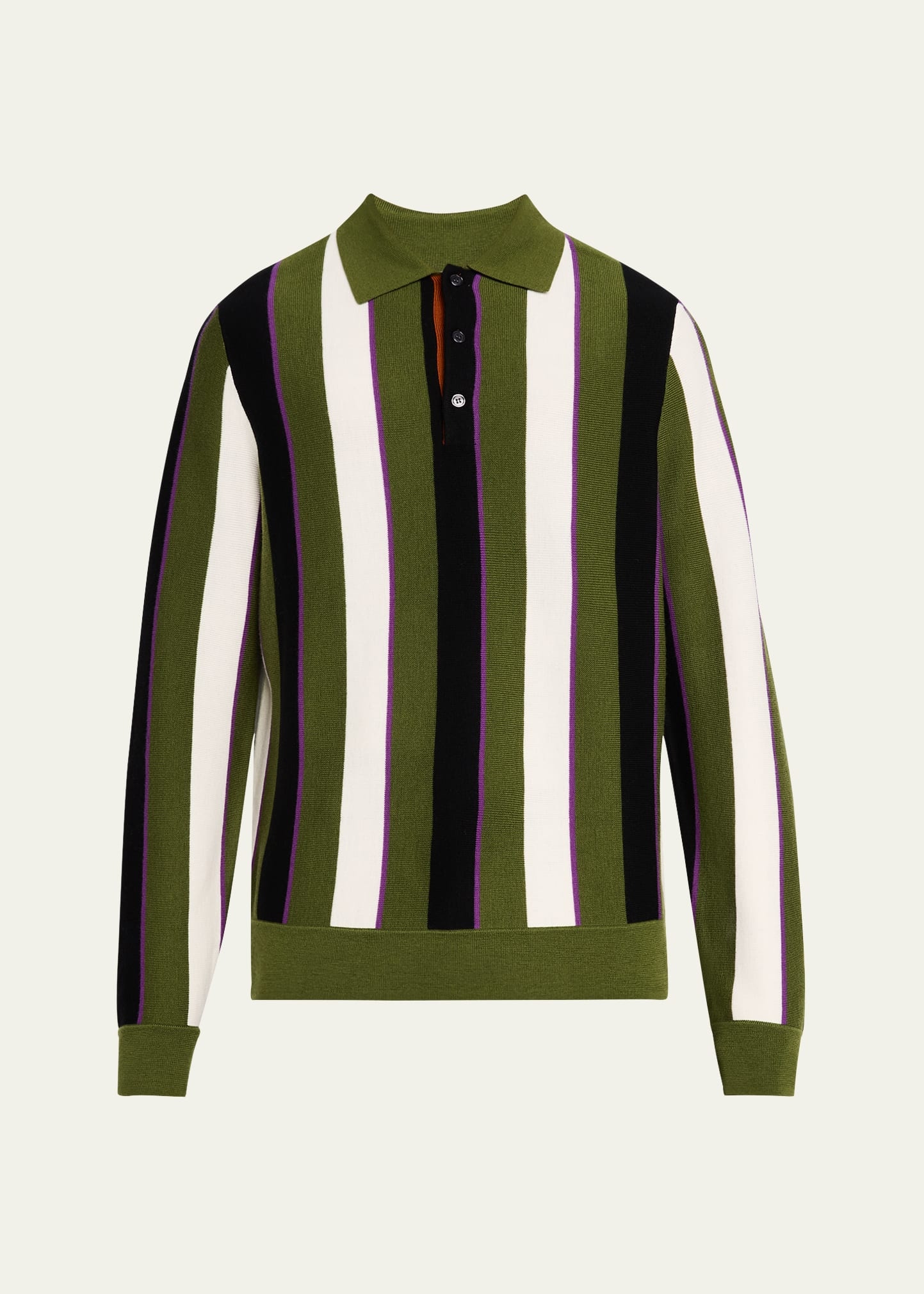 Men's Vertical Block Stripe Polo Sweater - 1