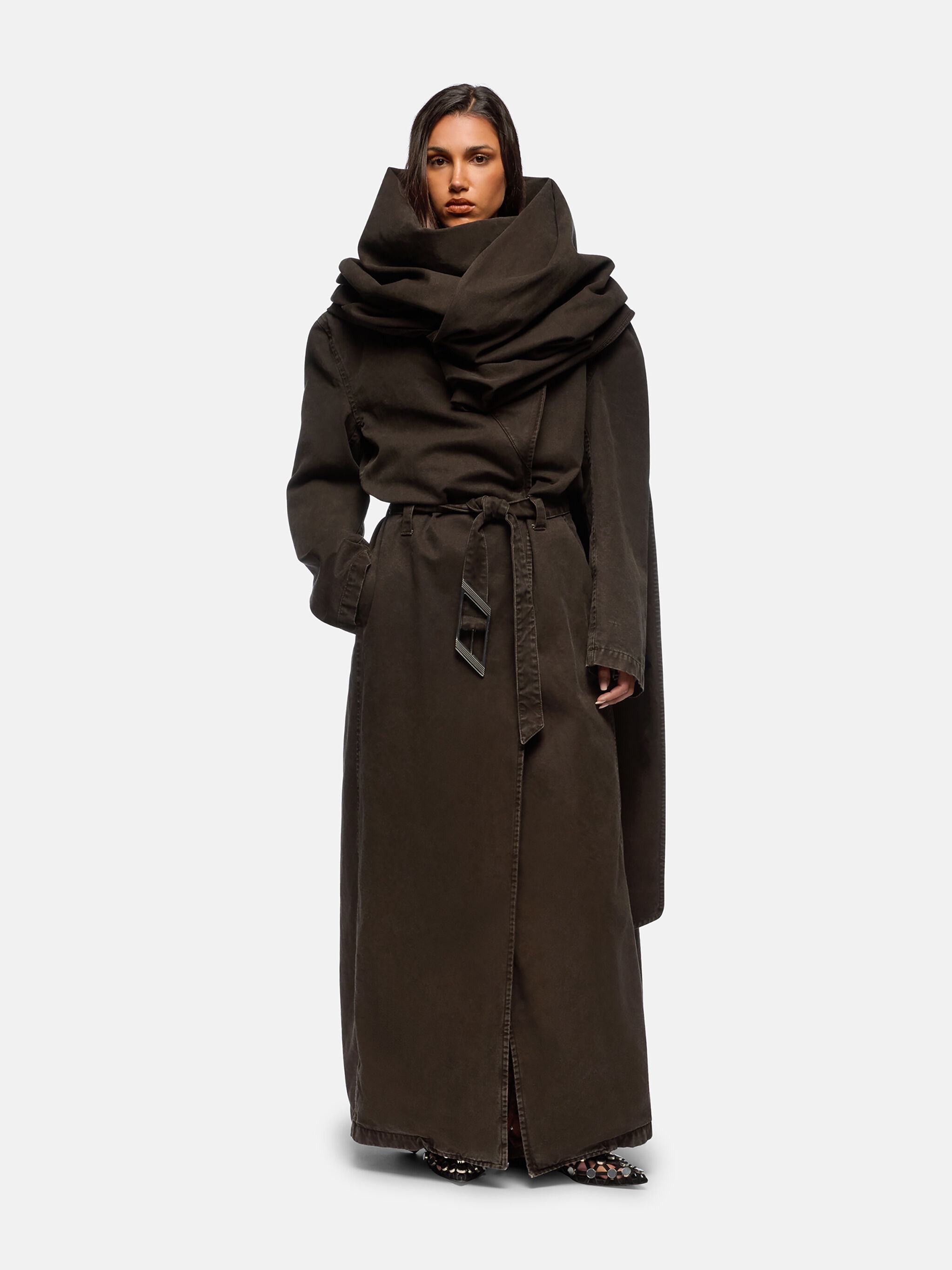 BROWN LONG COAT - 2