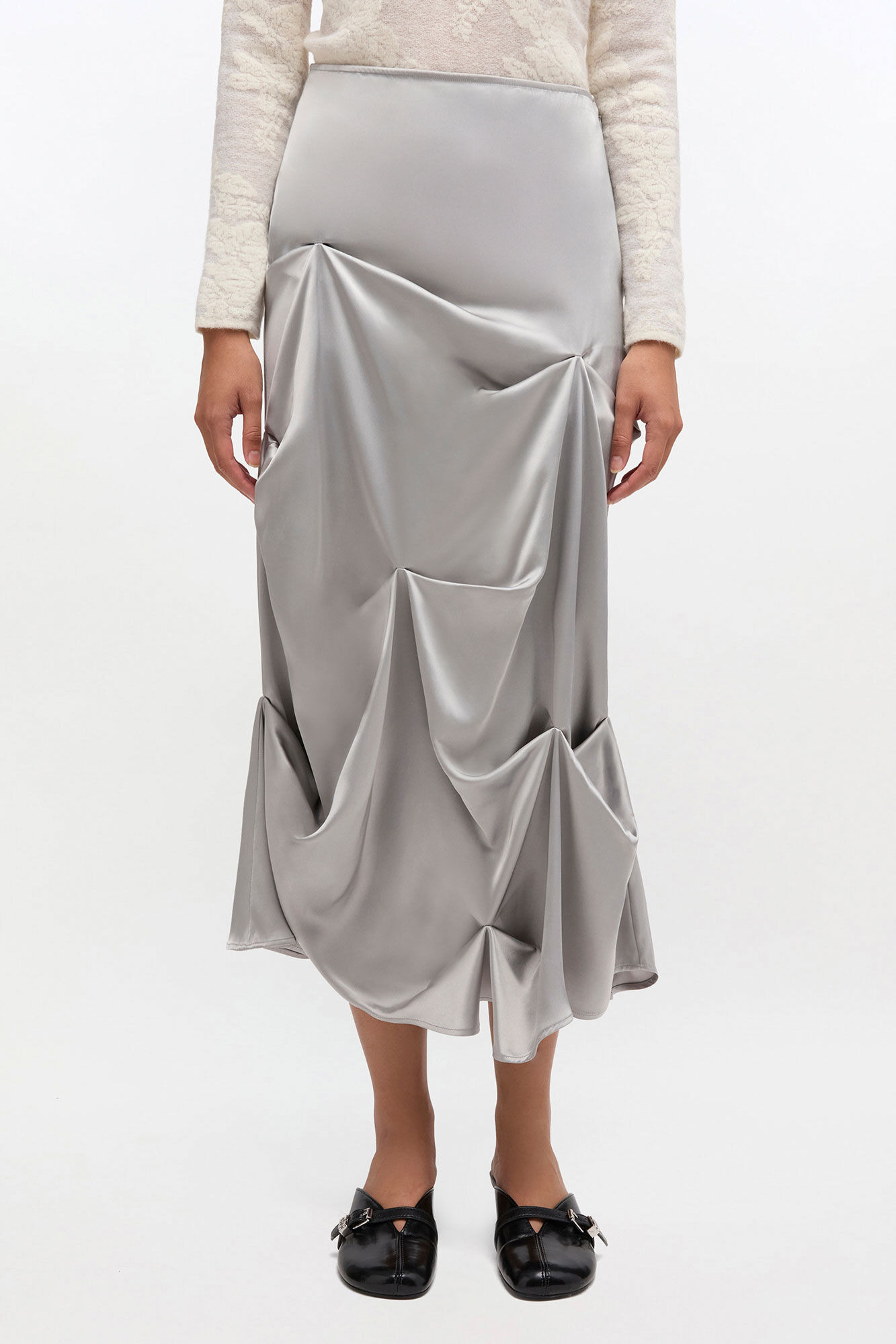 GREY DRAPED SKIRT - 3