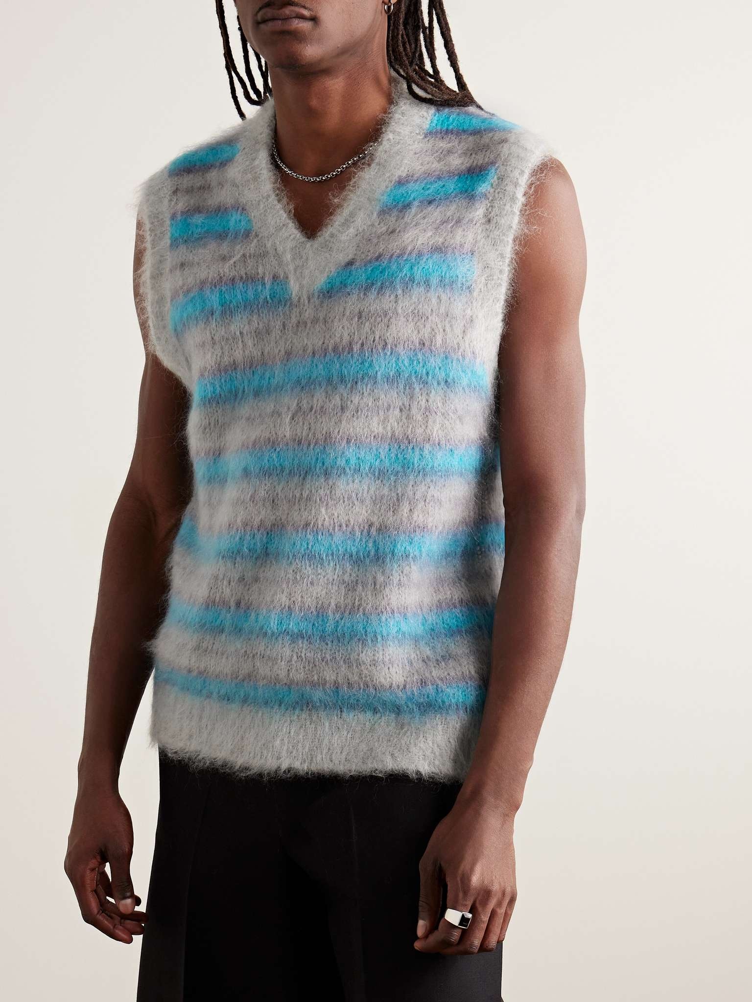 Brushed Striped Mohair-Blend Sweater Vest - 3