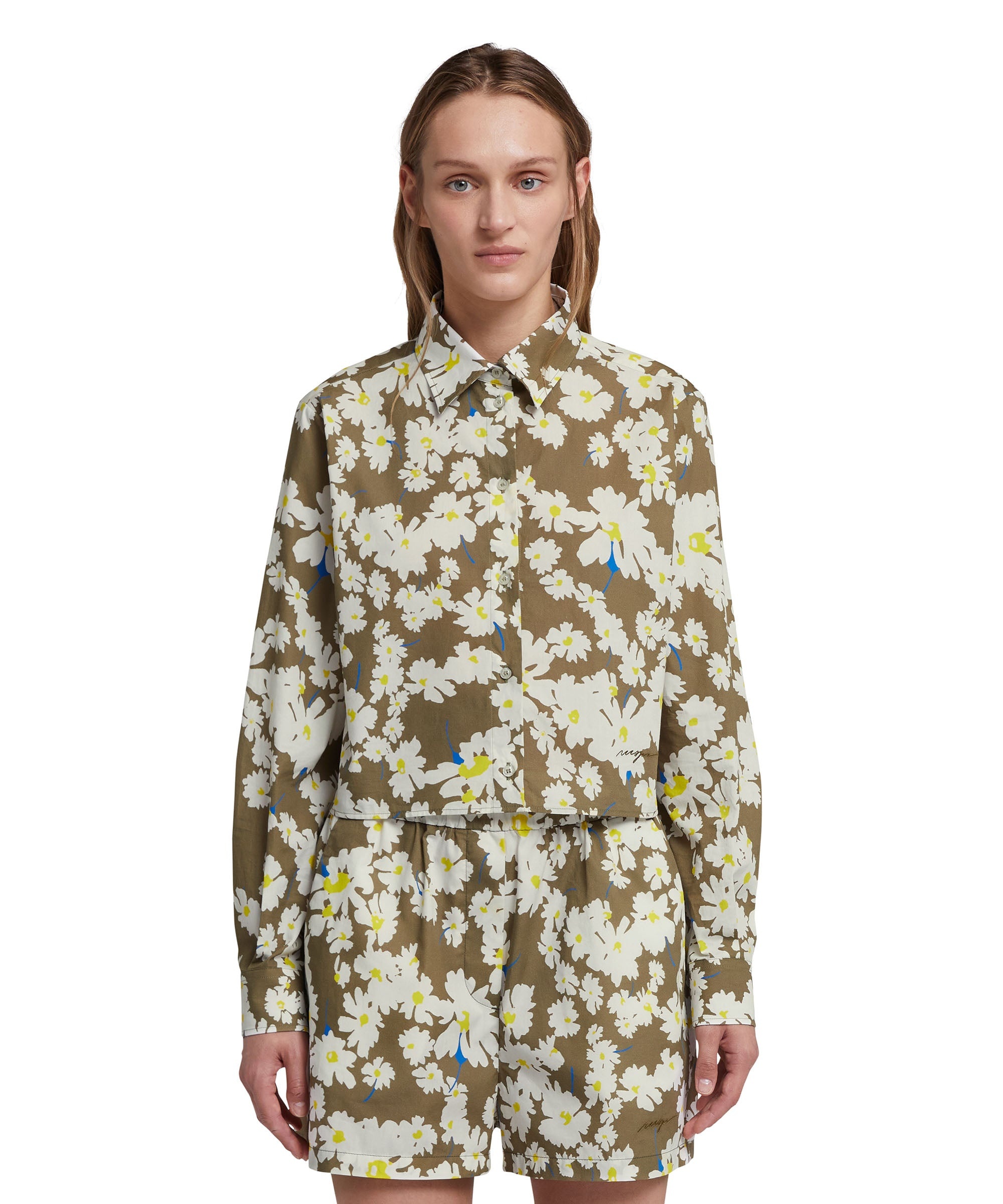 Poplin  crop shirt with daisy print - 2