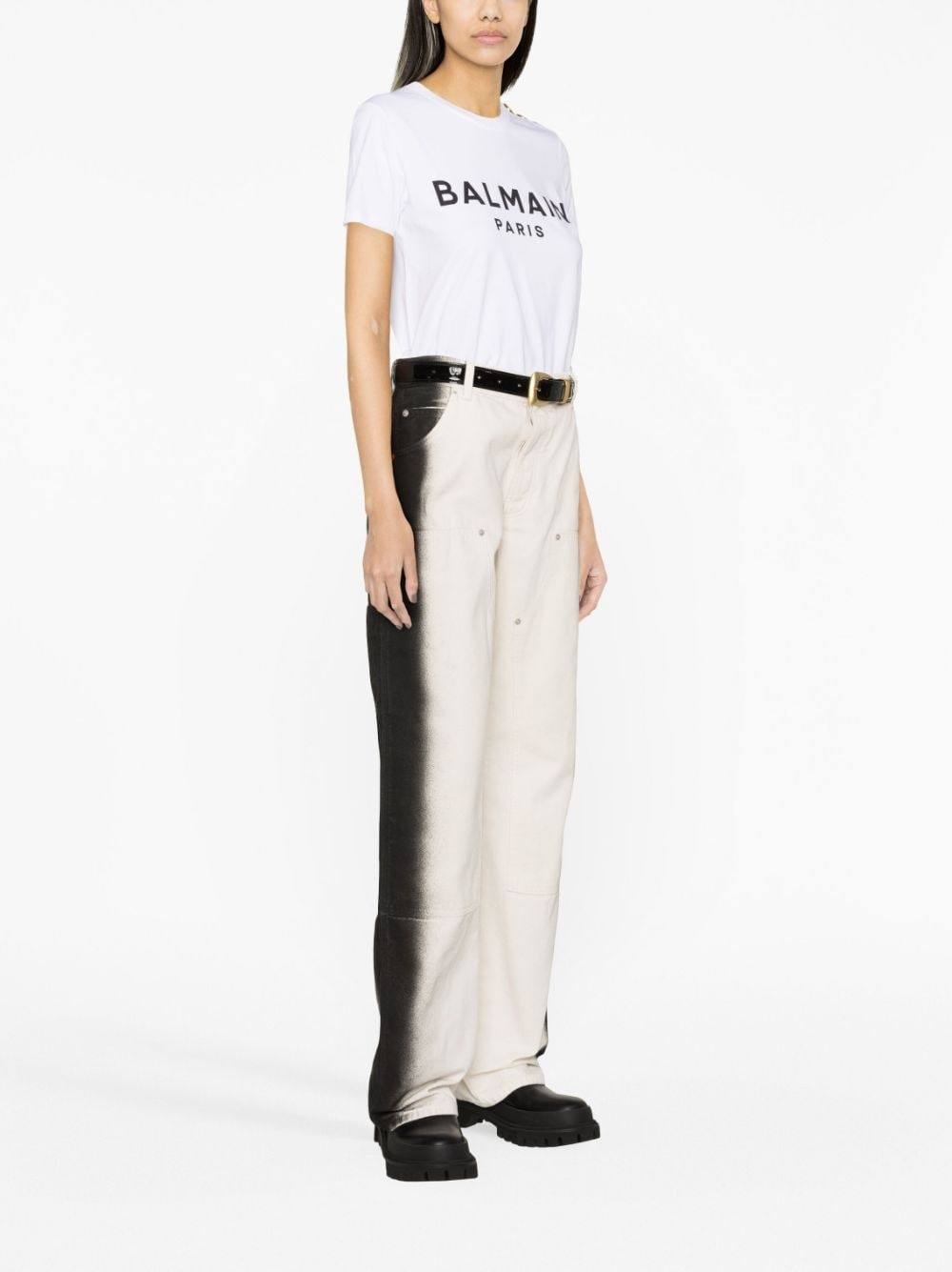 Balmain Logo Organic Cotton T Shirt - 3