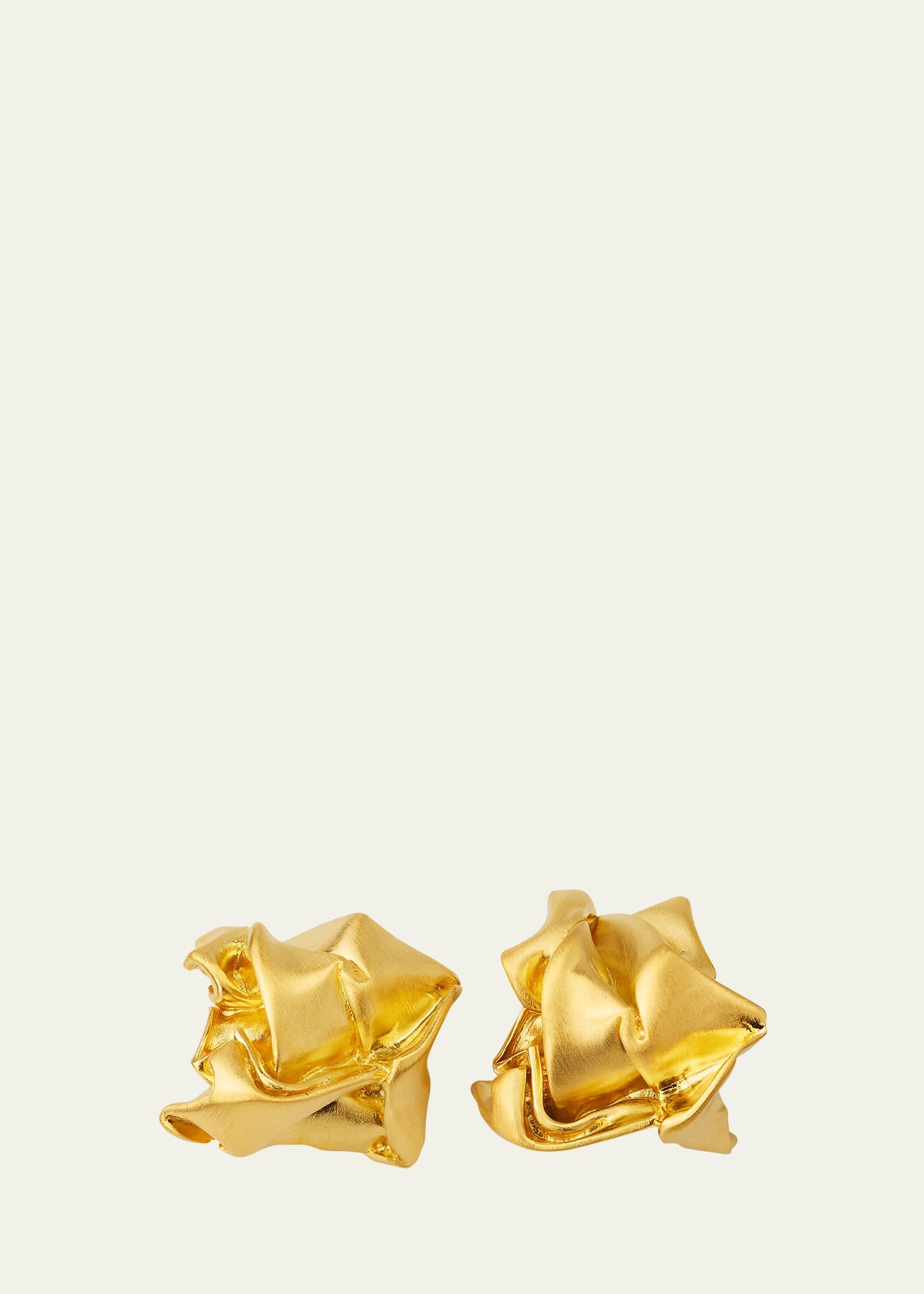 Gold Plated Recycled Sterling Silver Crunched Stud Earrings - 1