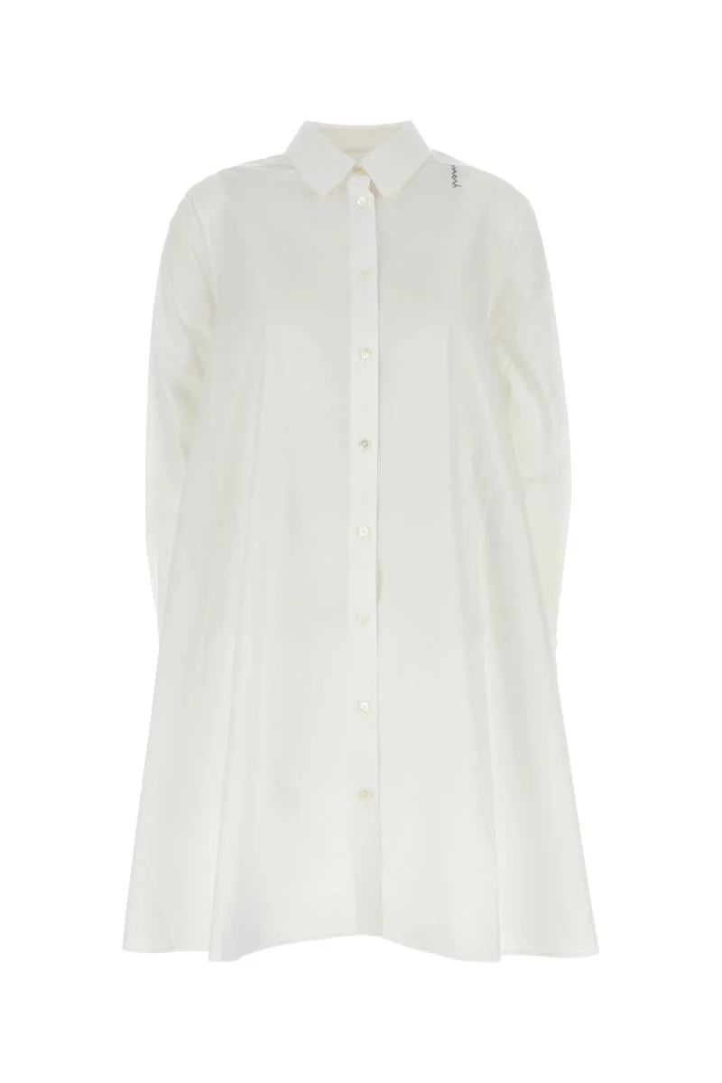 Marni white cotton dress with embroidery - 1