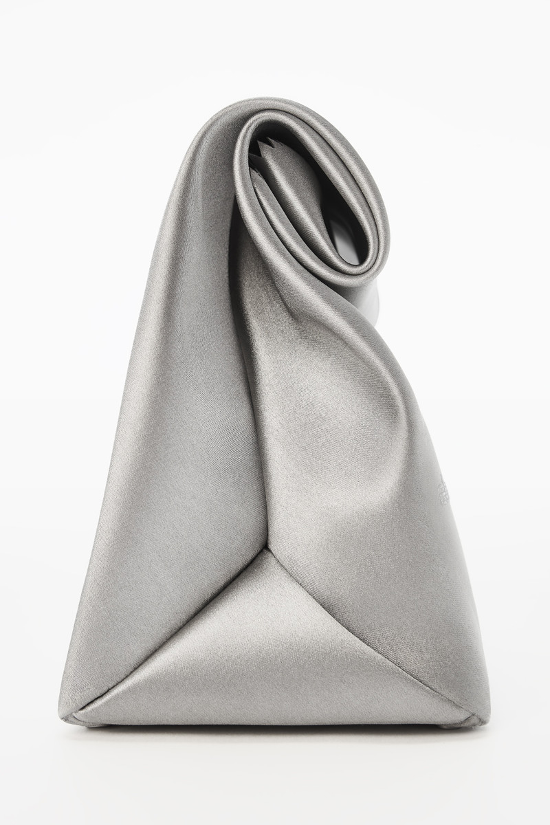 LUNCH BAG CRYSTAL LOGO CLUTCH IN SATIN 4