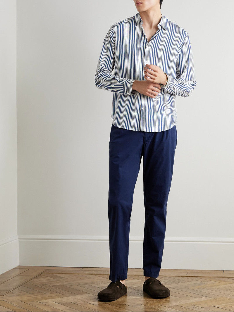 ORLEBAR BROWN Giles Slim-Fit Striped Lyocell Shirt Blue outlook