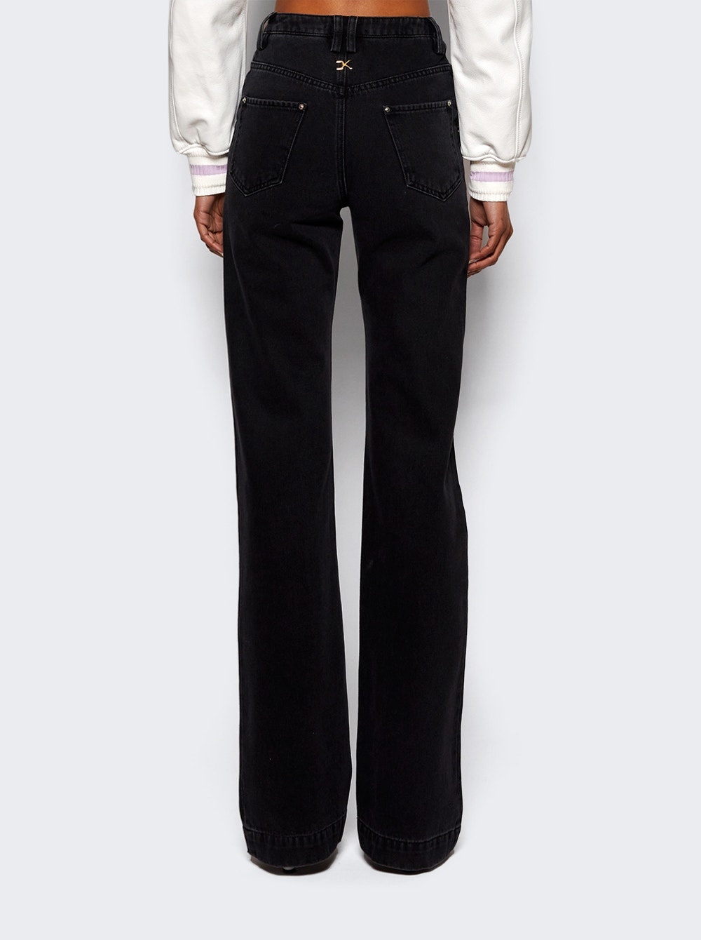Speckled Foil Print Straight Leg Jeans Black And Silver - 4