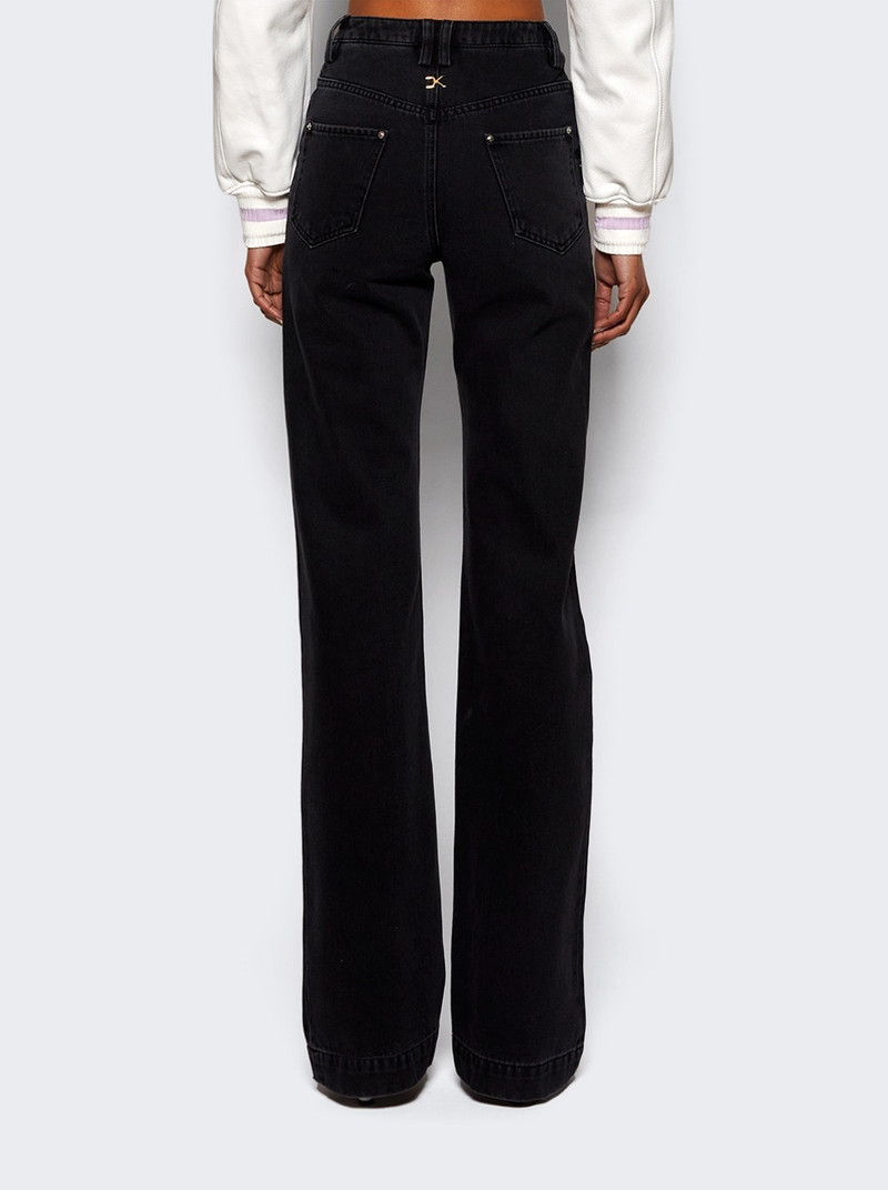 Speckled Foil Print Straight Leg Jeans Black And Silver 4