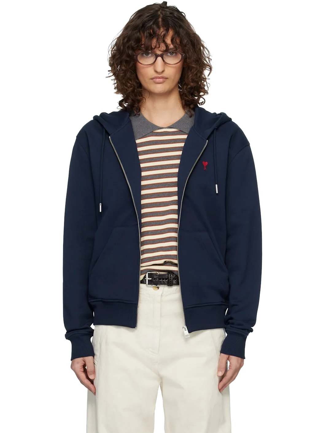 Navy Ami de Coeur Zipped Hoodie - 1
