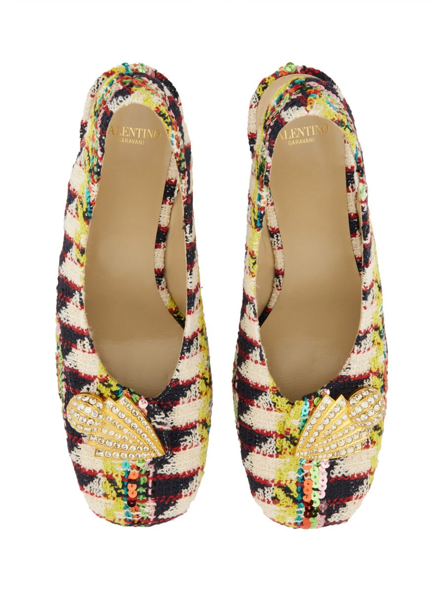 Tweed "Adamantine" Slingback Pumps - 5
