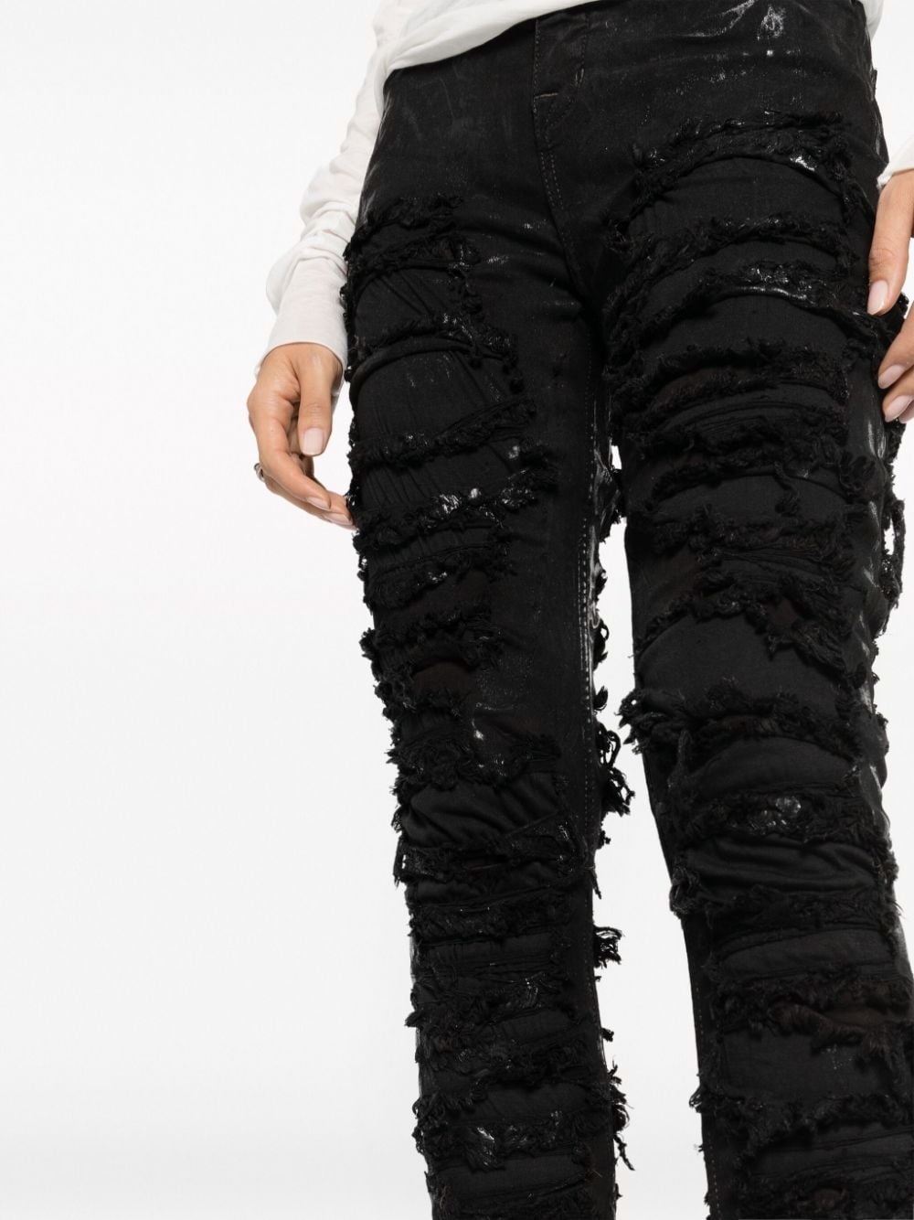 Rick Owens DRKSHDW Detroit high-rise ripped skinny jeans | REVERSIBLE