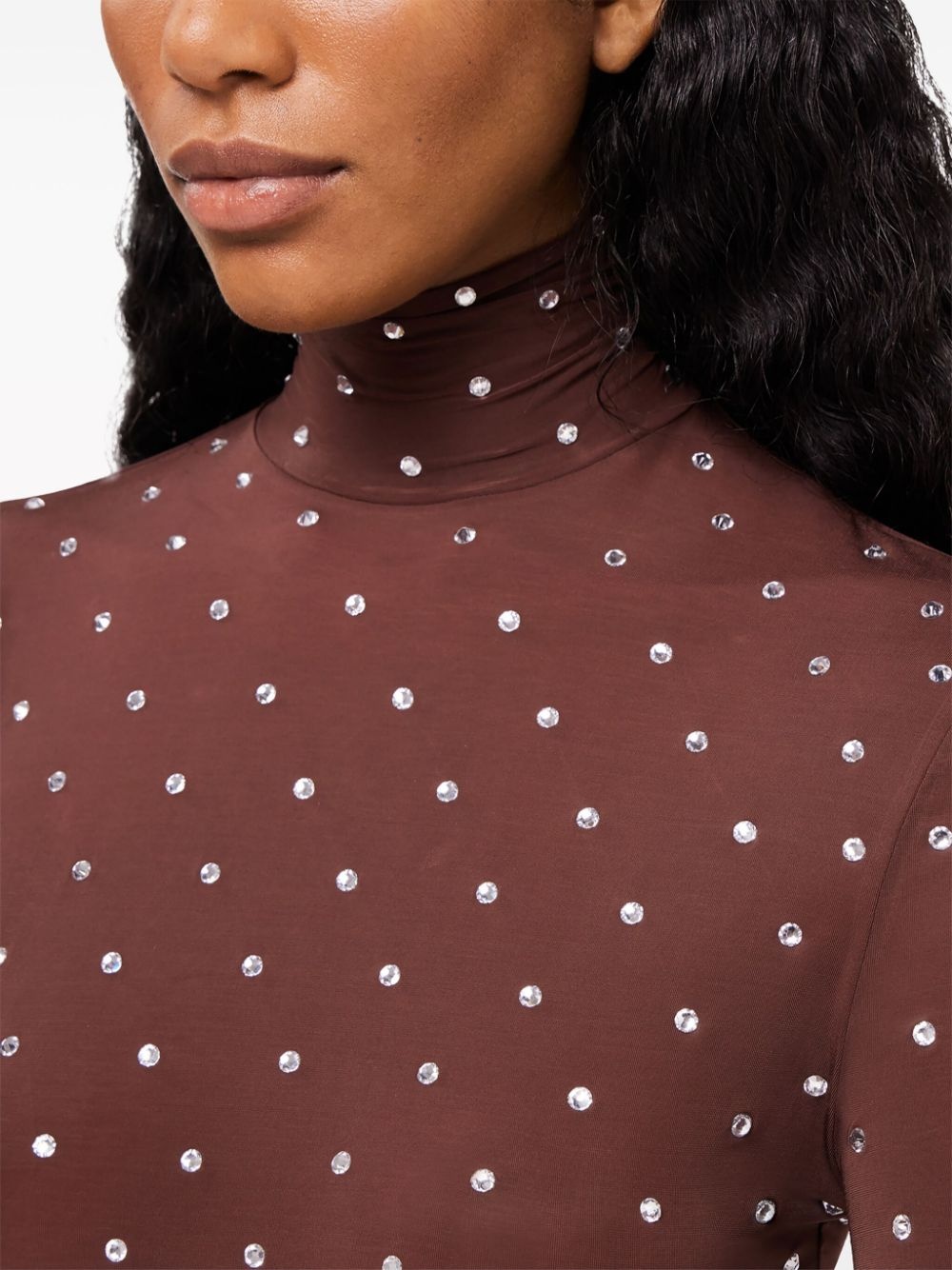 crystal-embellished high-neck top - 5