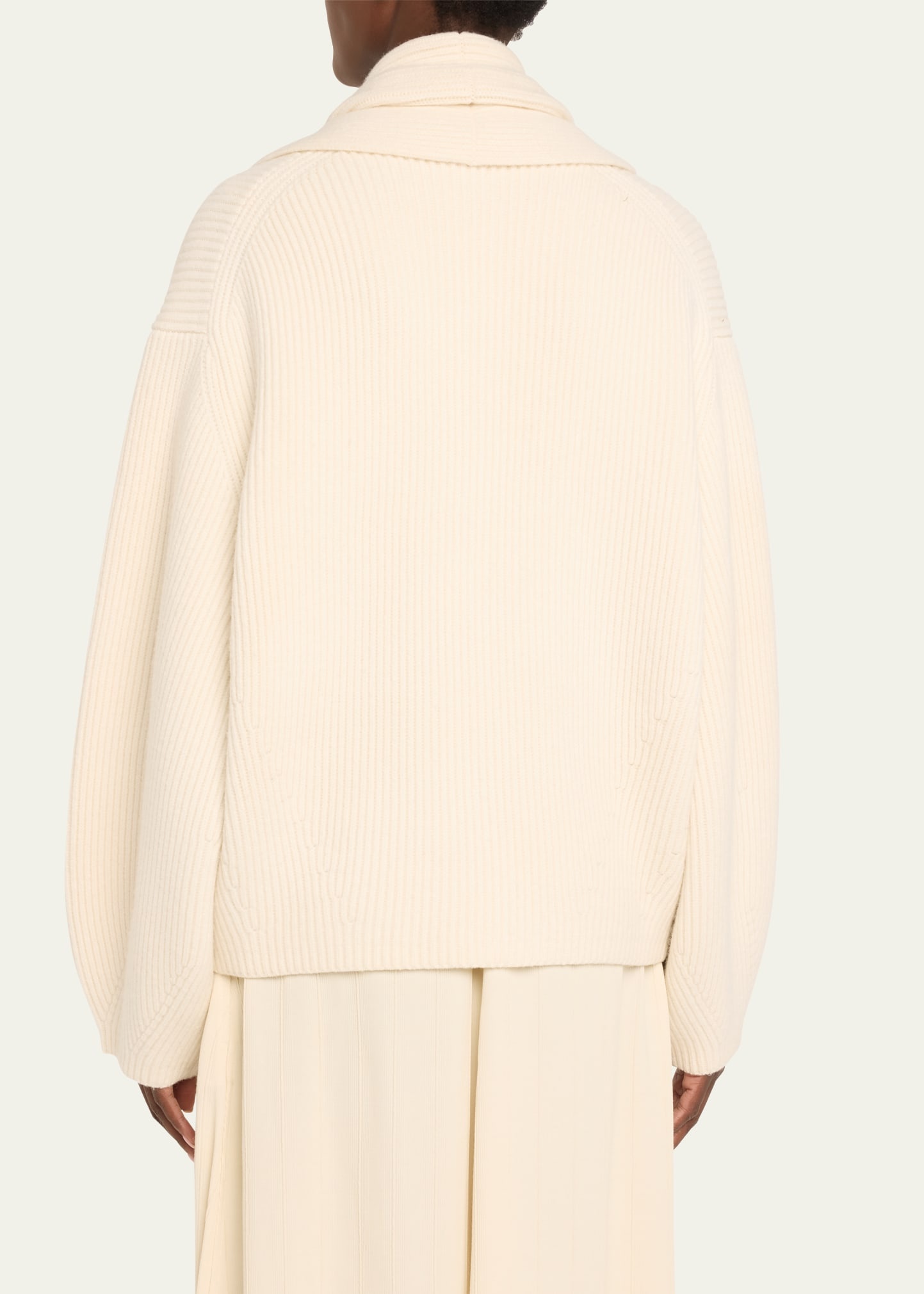 Oversized Shawl Double-Breasted Wool Cardigan - 3