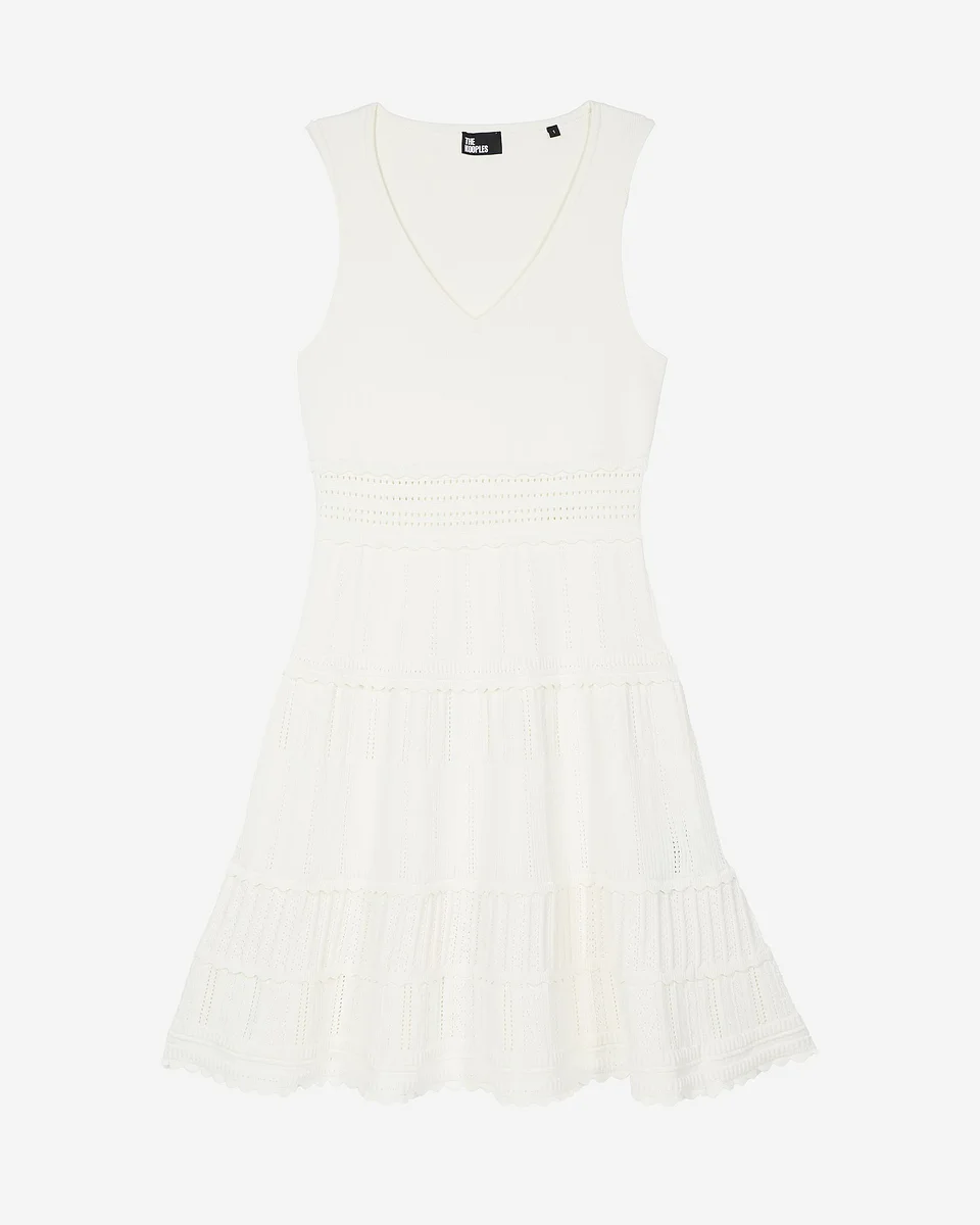 SHORT DRESS IN ECRU KNIT - 1