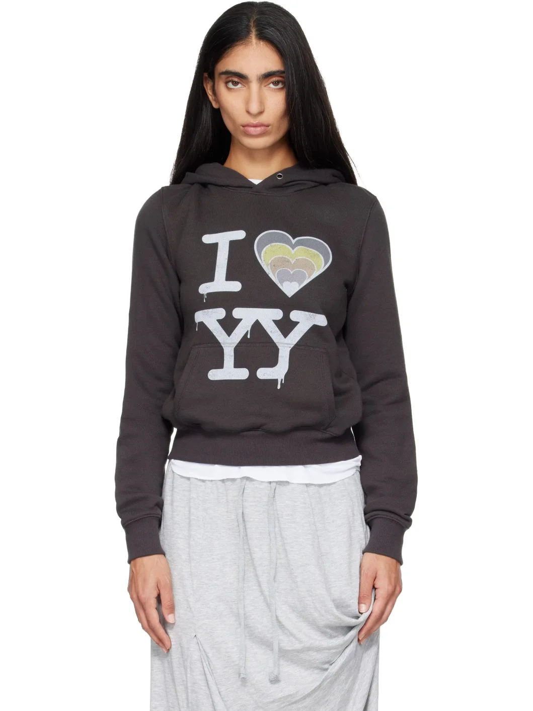 Gray 'I Love Yy' Hoodie - 1