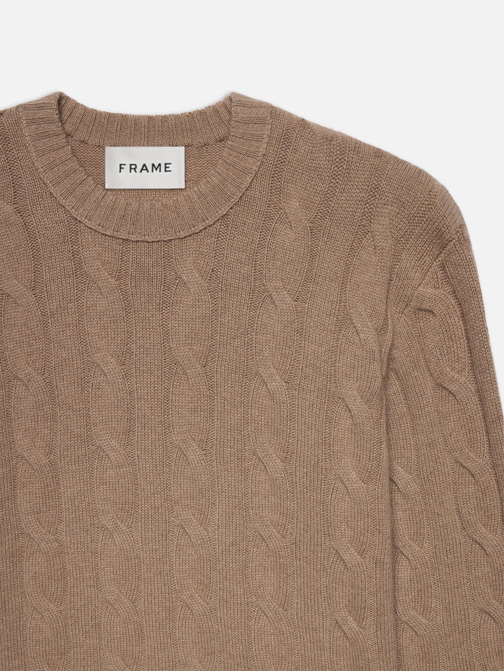 Cashmere Cable Crewneck in Light Brown - 3