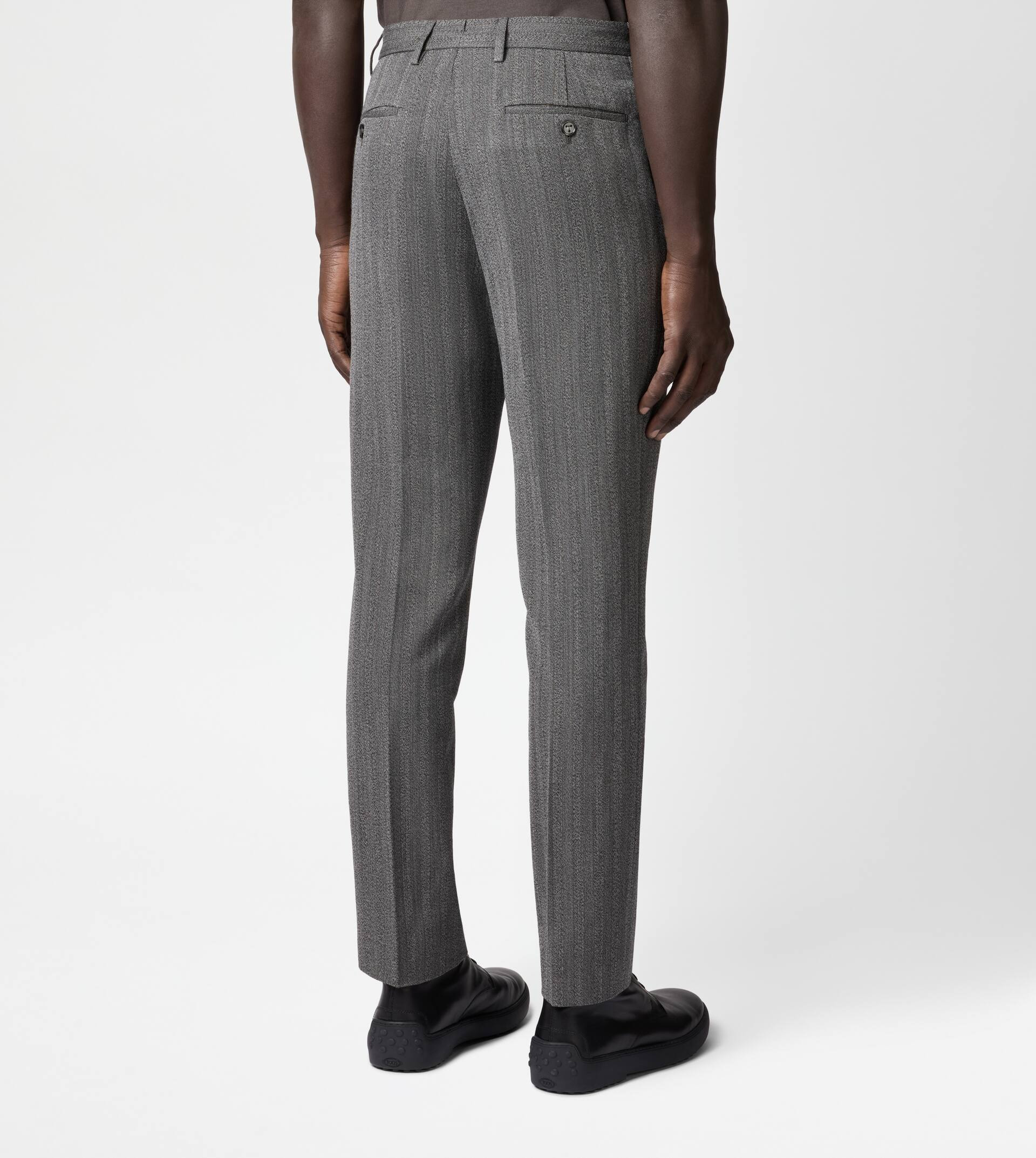 WOOL BLEND SLIM FIT PANTS - GREY - 4
