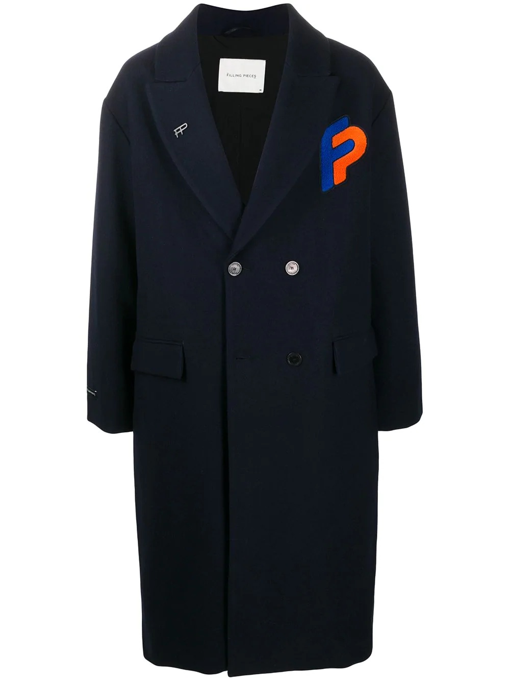 logo-patch double-breasted coat - 1