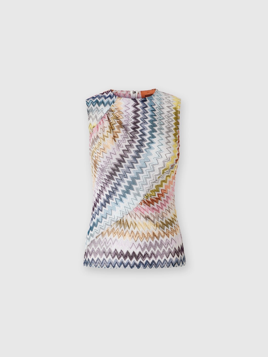 Sleeveless top in zig zag lamé viscose blend - 1