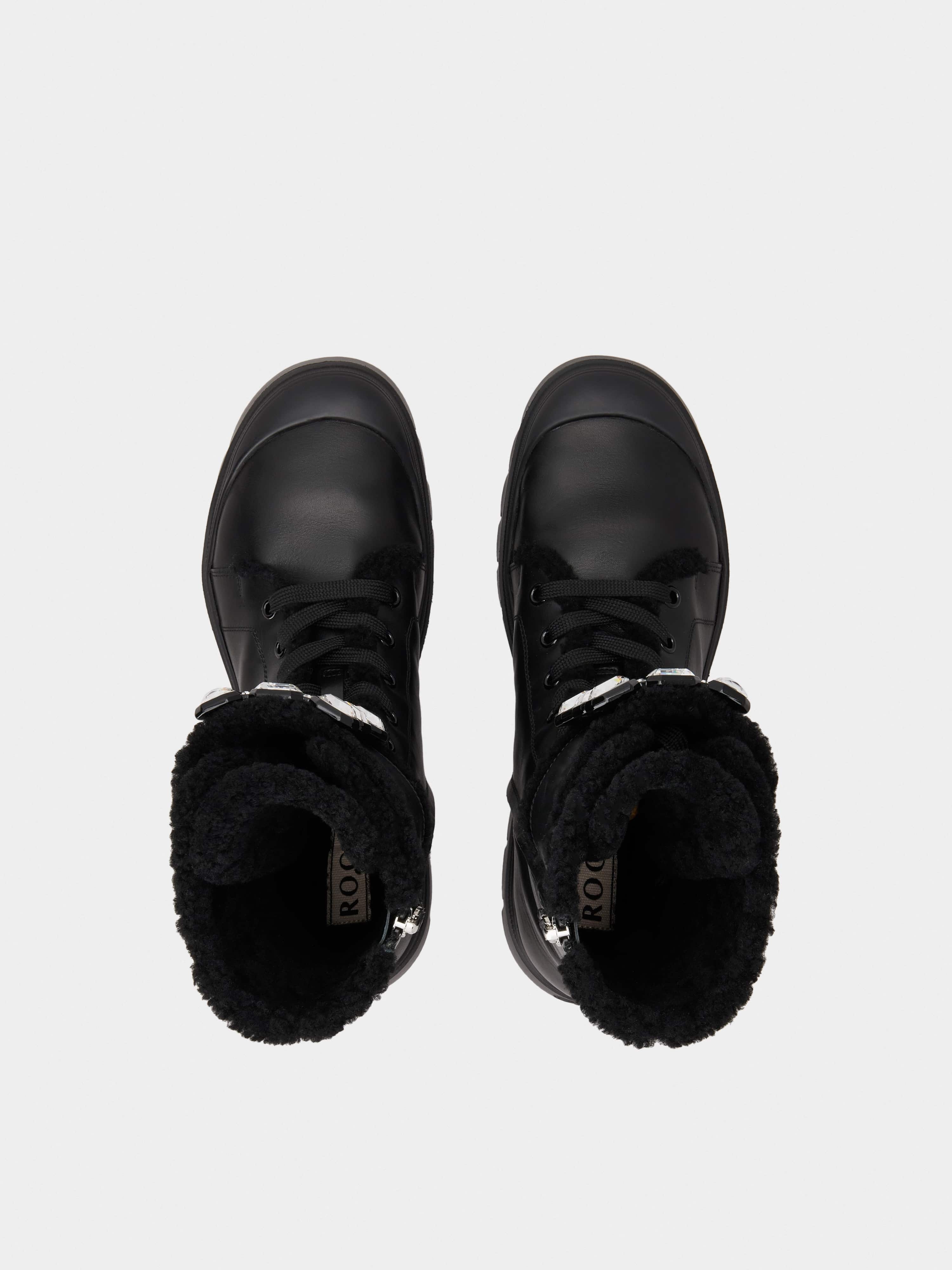 Walky Viv' Shearling Strass Buckle Boots in Leather - 4