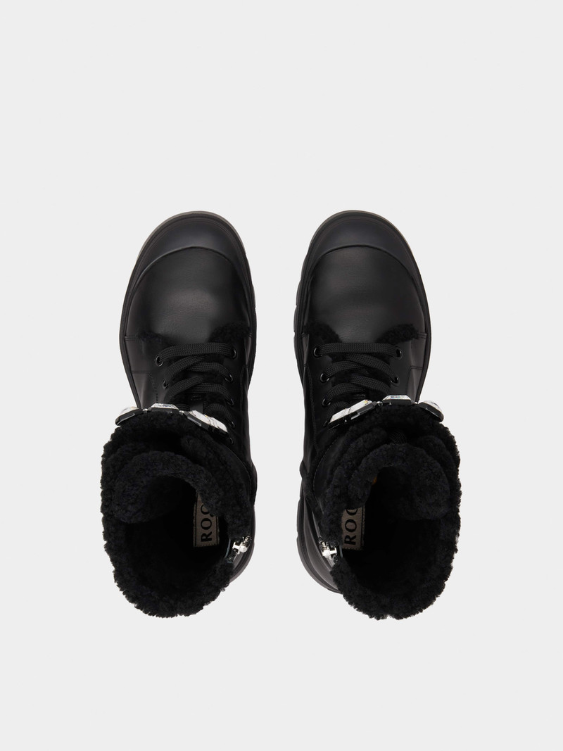 Walky Viv' Shearling Strass Buckle Boots in Leather 4