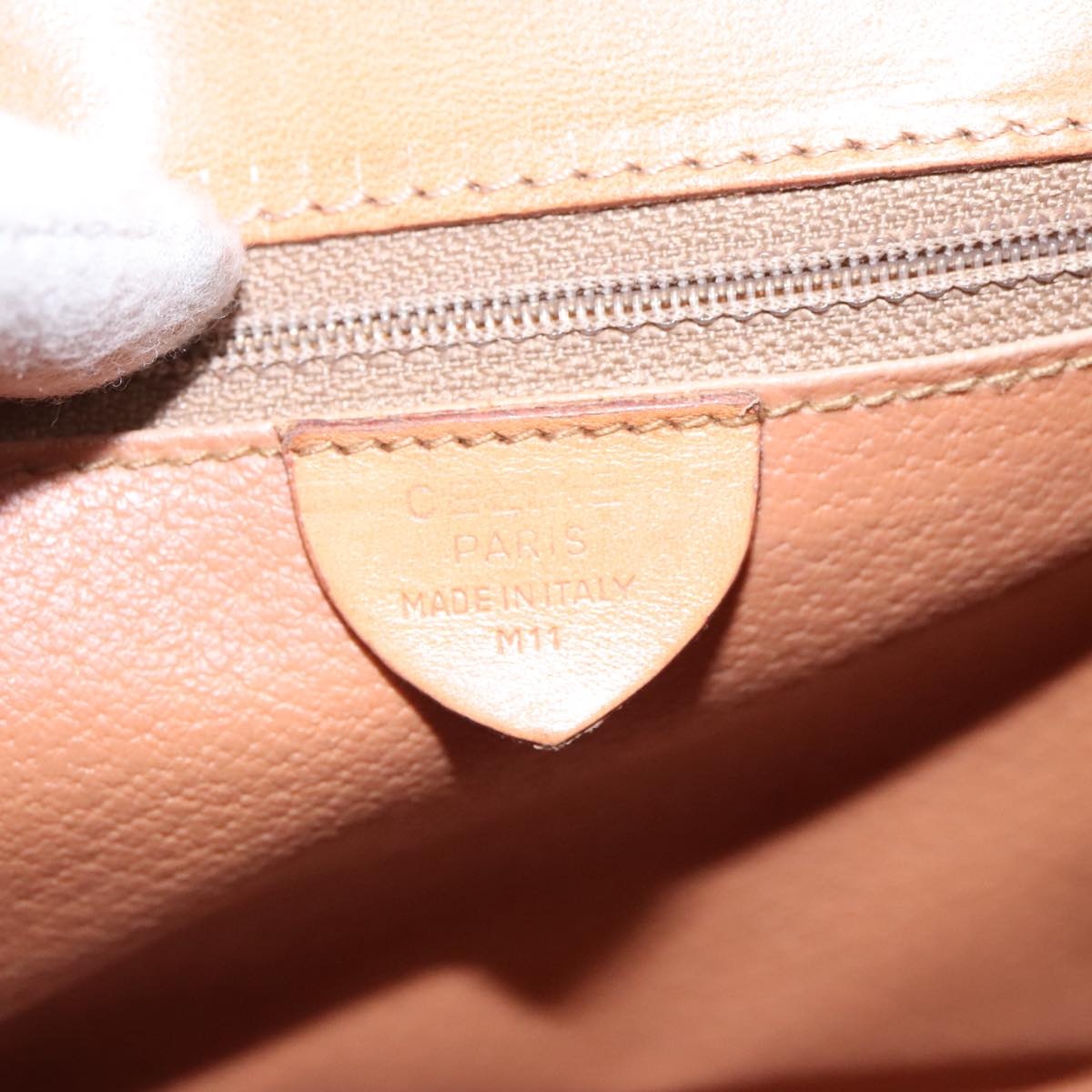 CELINE Macadam Canvas Hand Bag Pvc Leather Brown Gold - 12