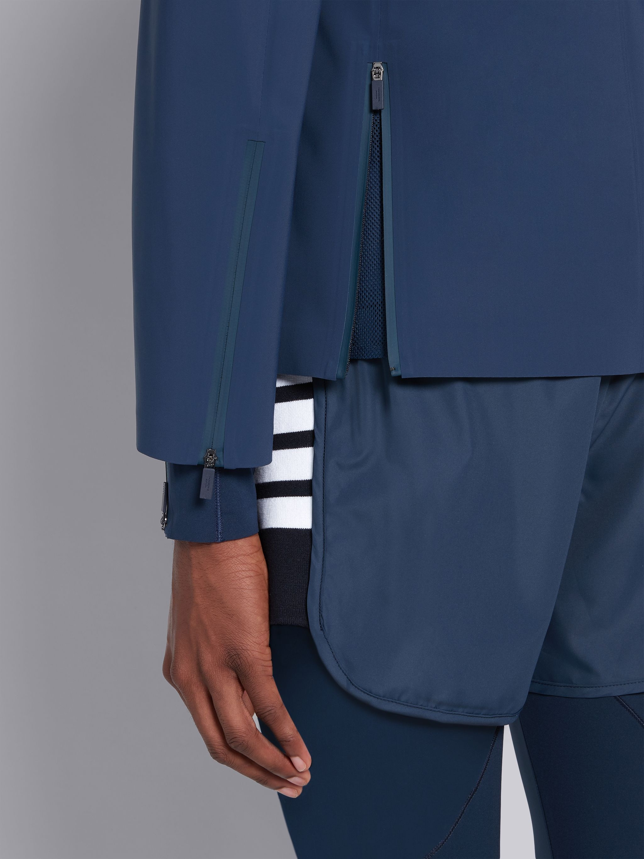 Navy Lightweight Tech Hooded Zip-up 4-Bar Jacket - 5