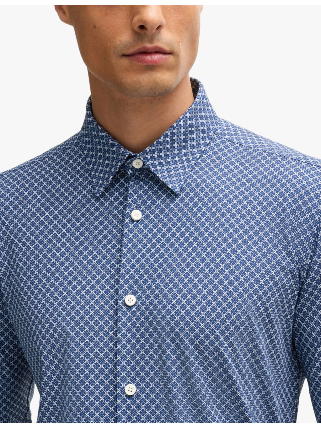 Geometric-pattern slim-fit stretch-jersey shirt - 5