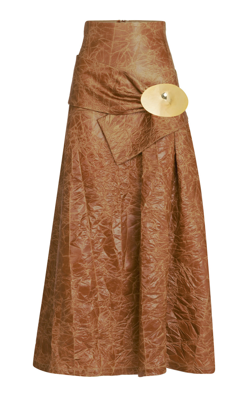 Olga Creased-Effect Maxi Skirt tan 1
