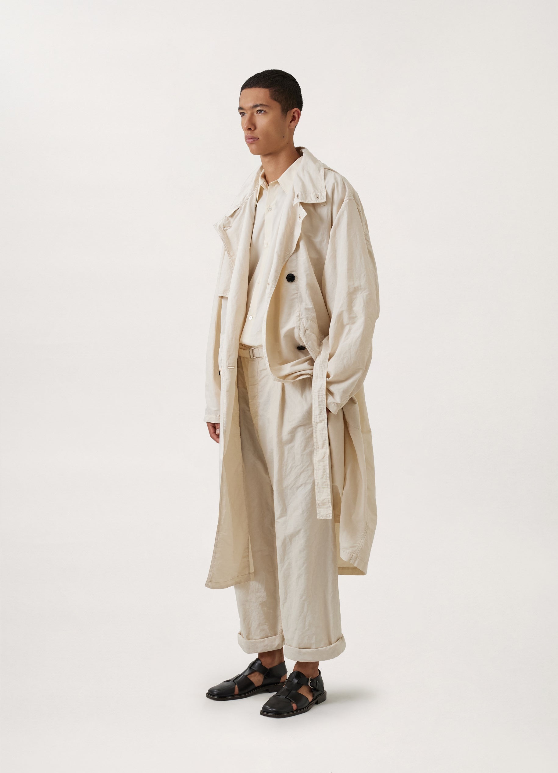 HOODED DOUBLE BREASTED PARKA
POLYAMIDE LINEN COTTON - 3