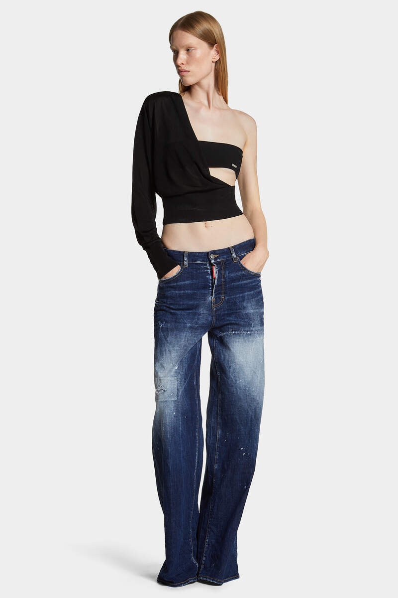DSQUARED2 DARK WHITE LINE WASH TRAVELLER JEANS | REVERSIBLE