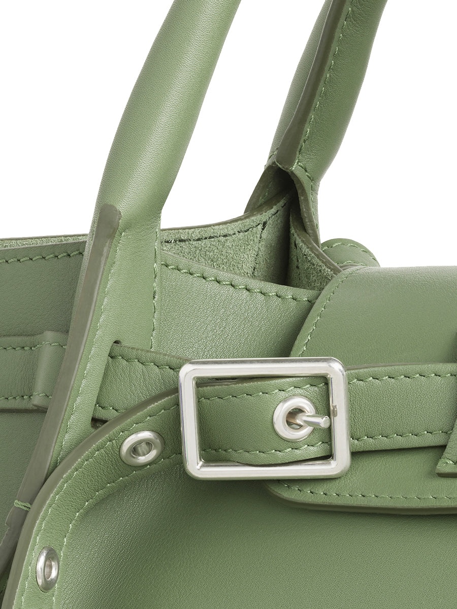 Small Big Bag with Long Strap in Smooth Calfskin in Light Khaki - 3