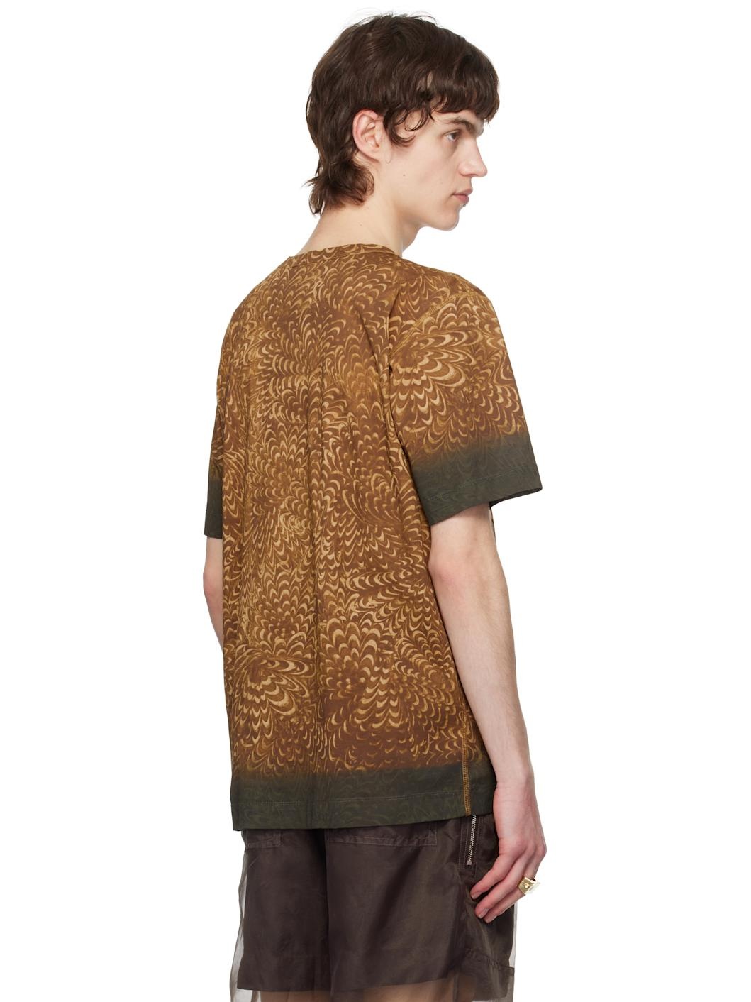 Brown Printed Cotton T-shirt - 3