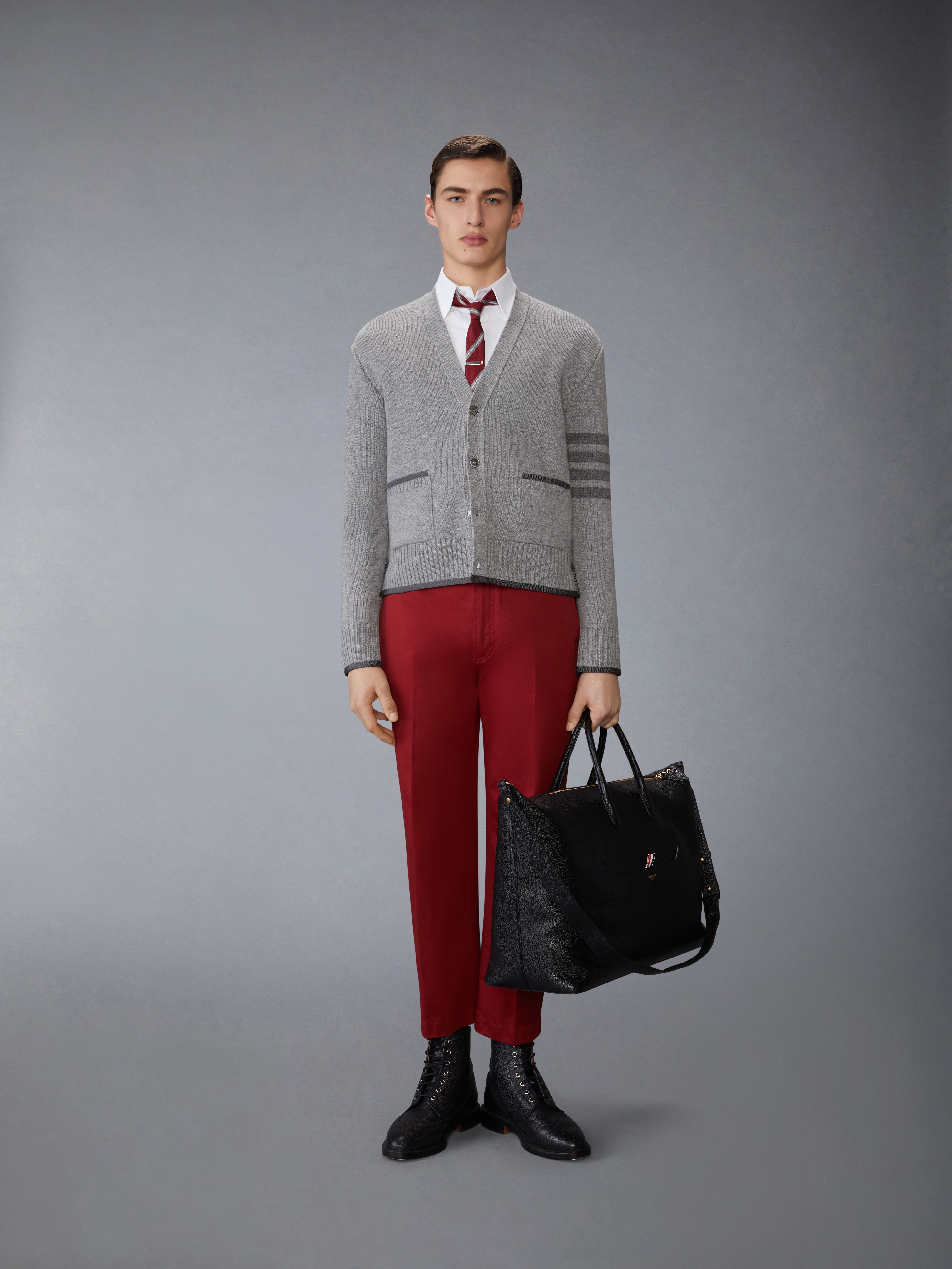 MILANO STITCH MERINO WOOL 4-BAR V NECK CARDIGAN - 4