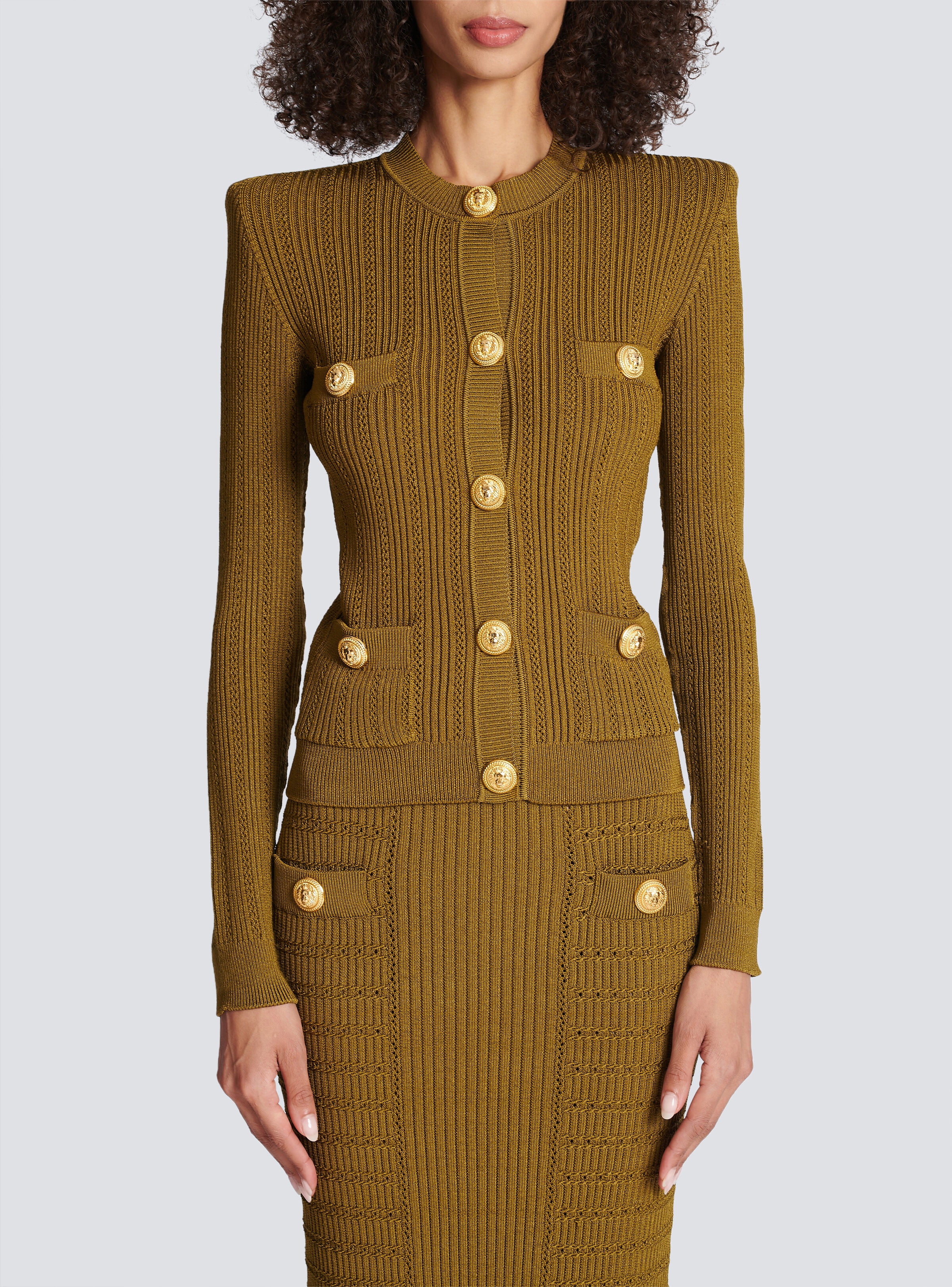 Knit cardigan with gold buttons - 5