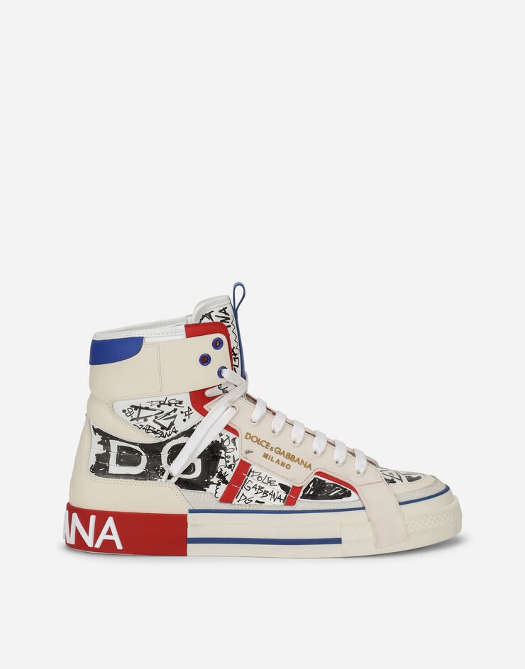 Calfskin Custom 2.Zero high-top sneakers with graffiti print - 1