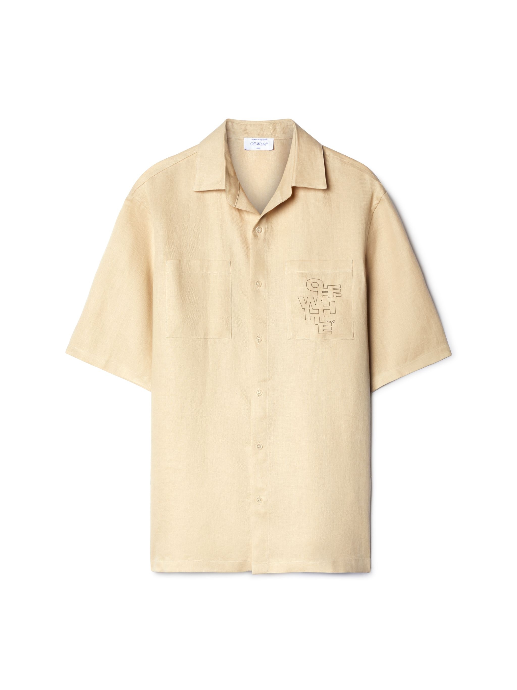 Outline Arrow Linen Bowling Shirt - 1