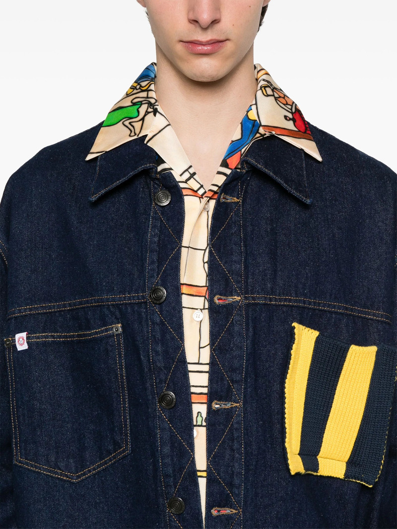 CHARLES JEFFREY LOVERBOY Knitted-patch Denim Jacket outlook
