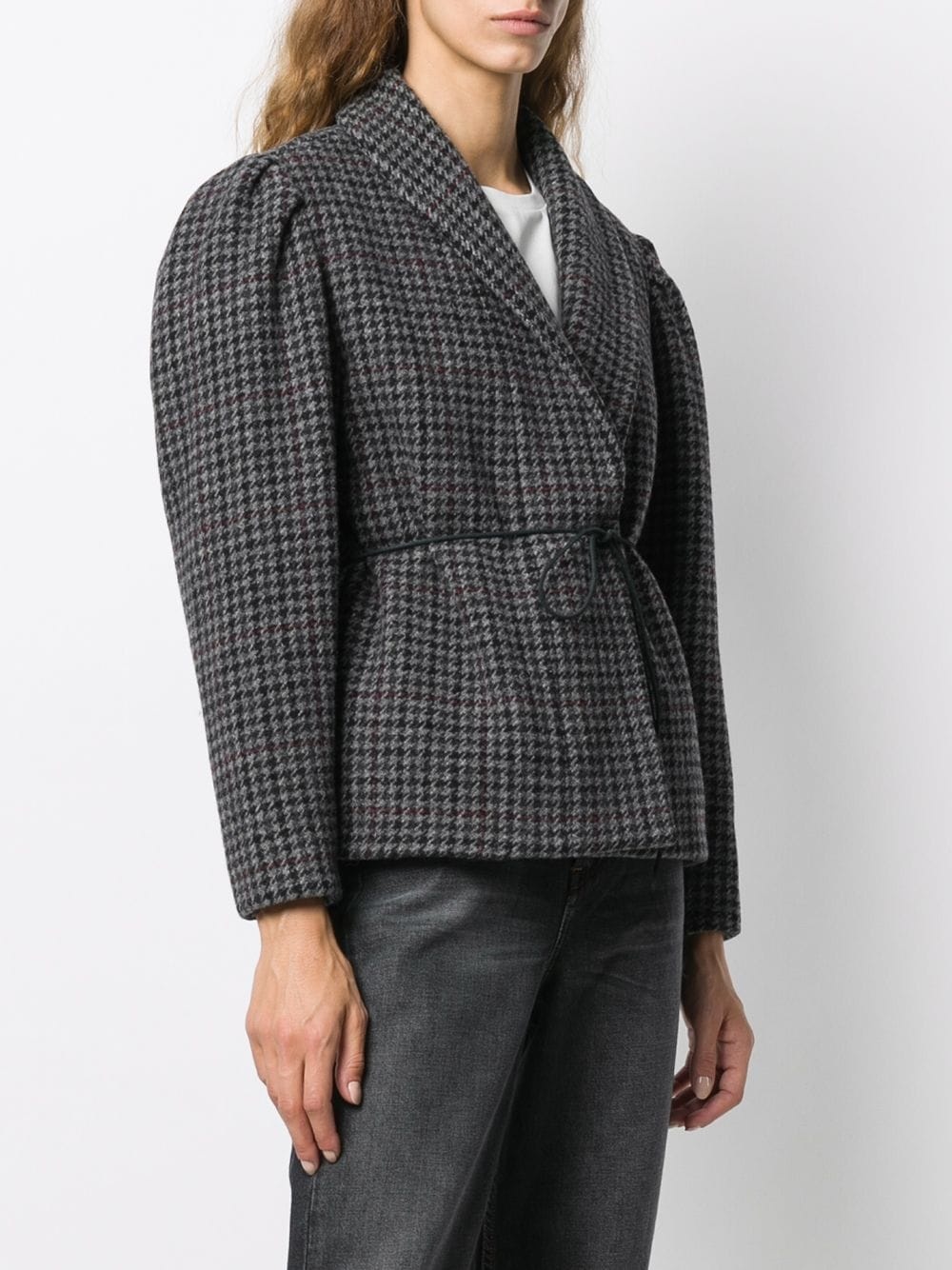 puff sleeve tweed jacket - 3