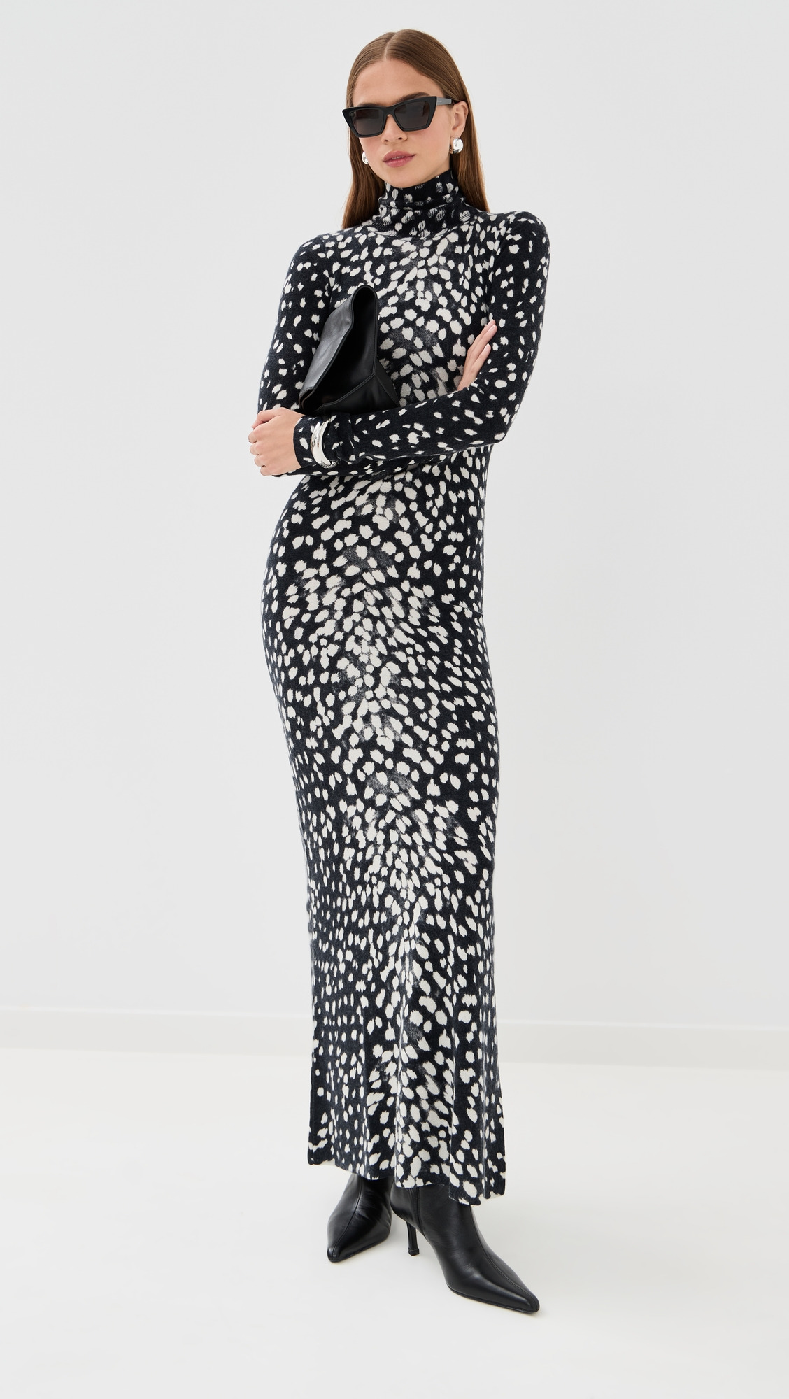 The Camille Hand Printed Cashmere Turtleneck Dress - 4