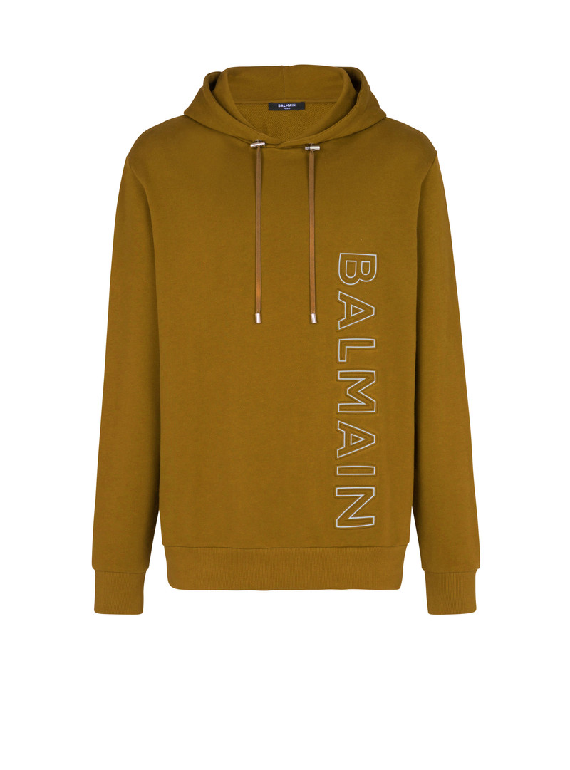 Hoodie in eco-responsible cotton with reflective Balmain logo 1