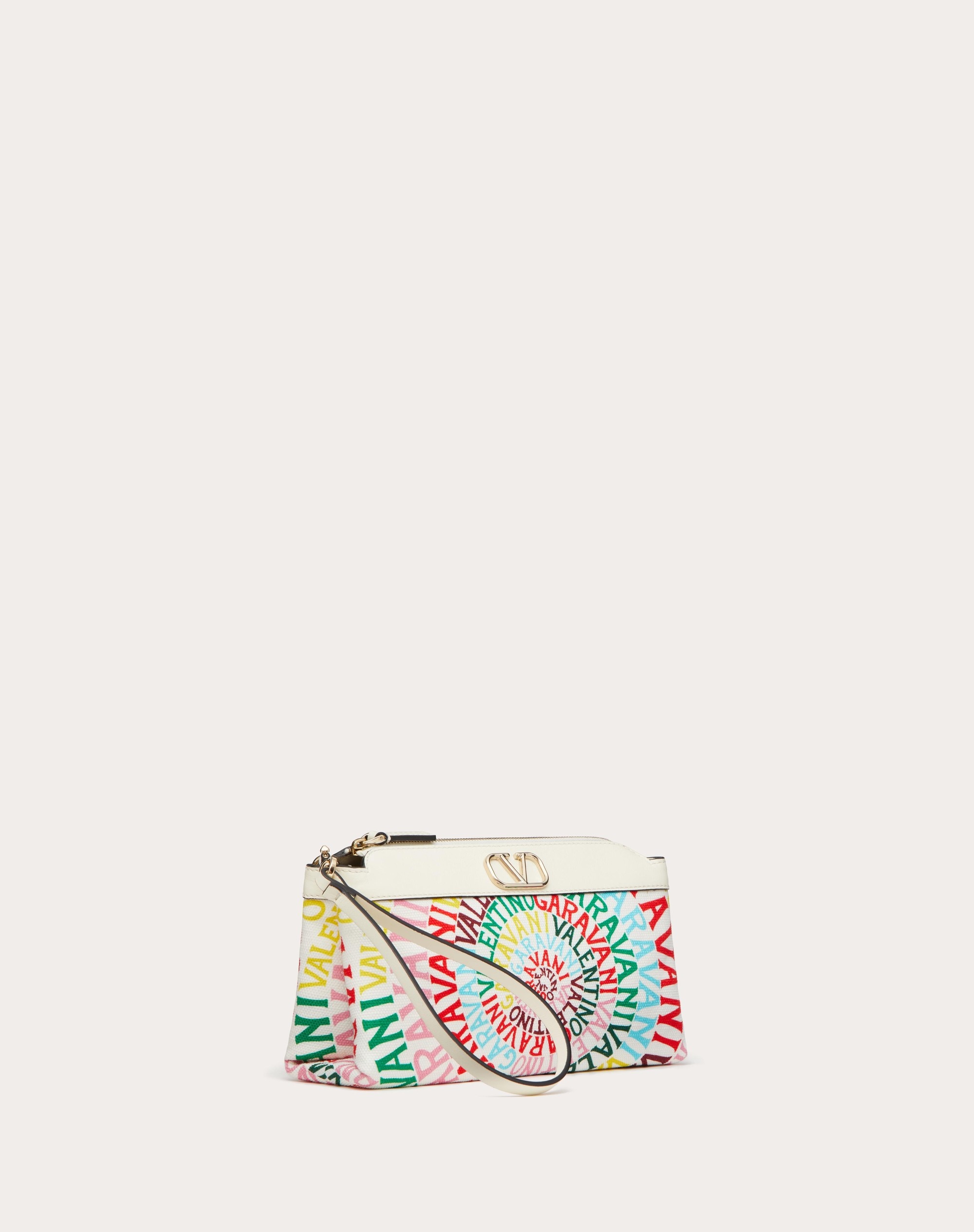 VALENTINO GARAVANI ESCAPE CANVAS CLUTCH BAG WITH VALENTINO GARAVANI LOOP PRINT - 3